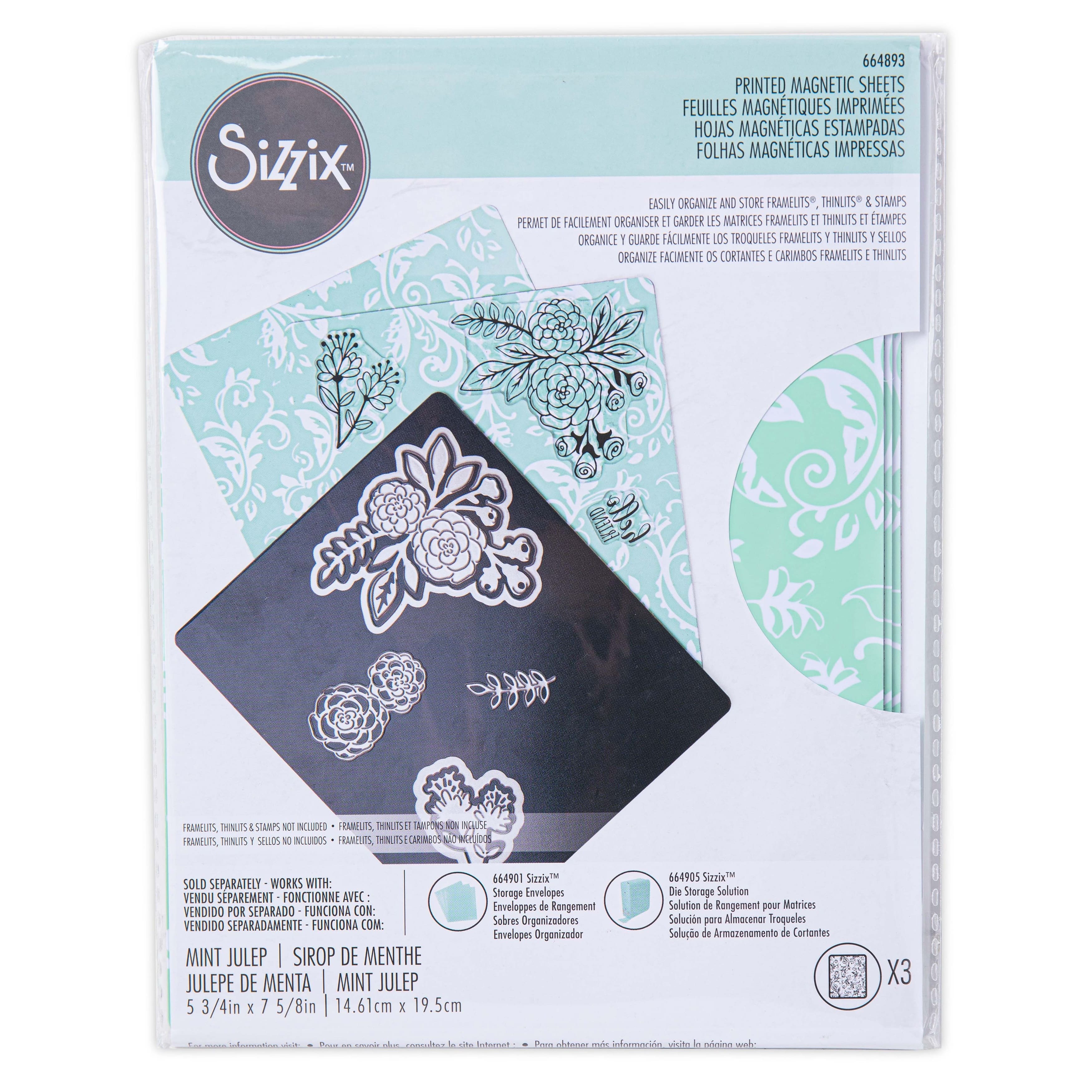 Sizzix&#x2122; Mint Julep Printed Magnetic Sheets, 3ct.