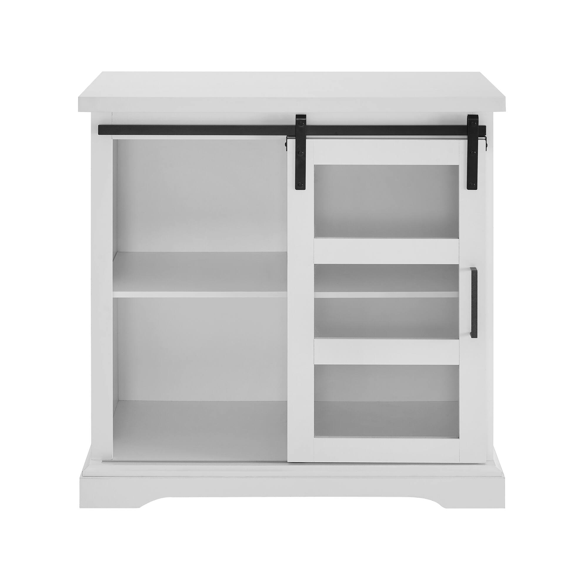 Walker Edison 32" Solid White Sliding Glass Door Modern Accent Cabinet