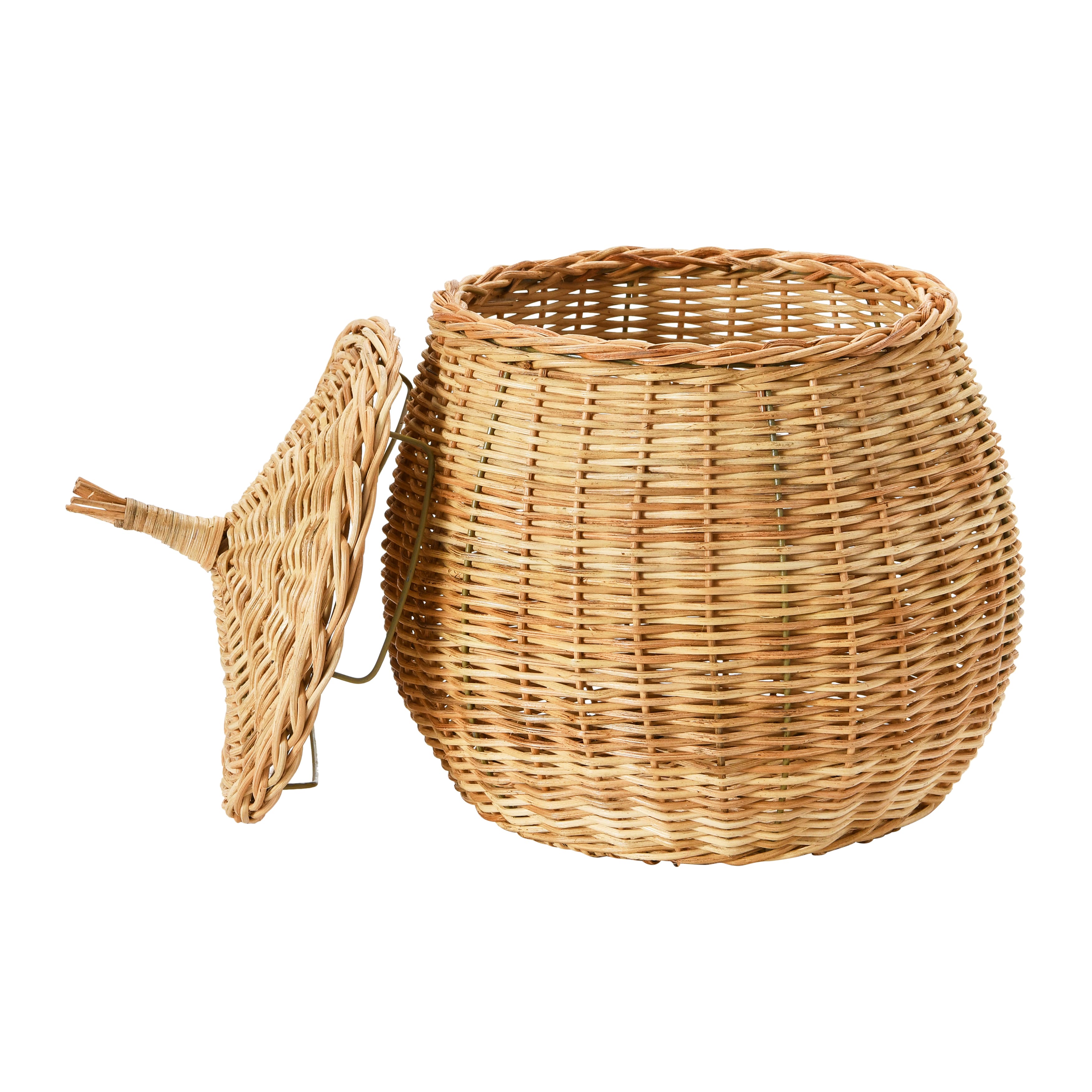 Hand-Woven Wicker Baskets with Lids Set