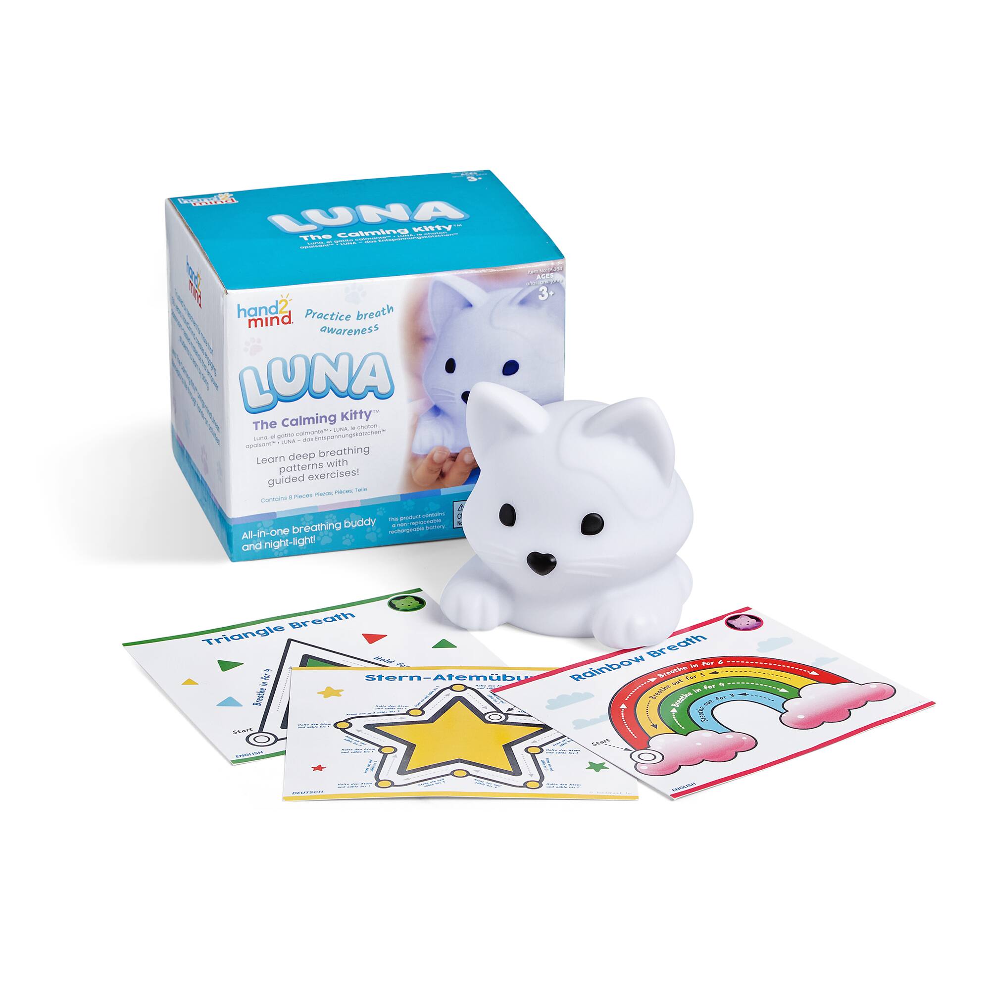 hand2mind Luna the Calming Kitty™ Breathing Buddy & Nightlight