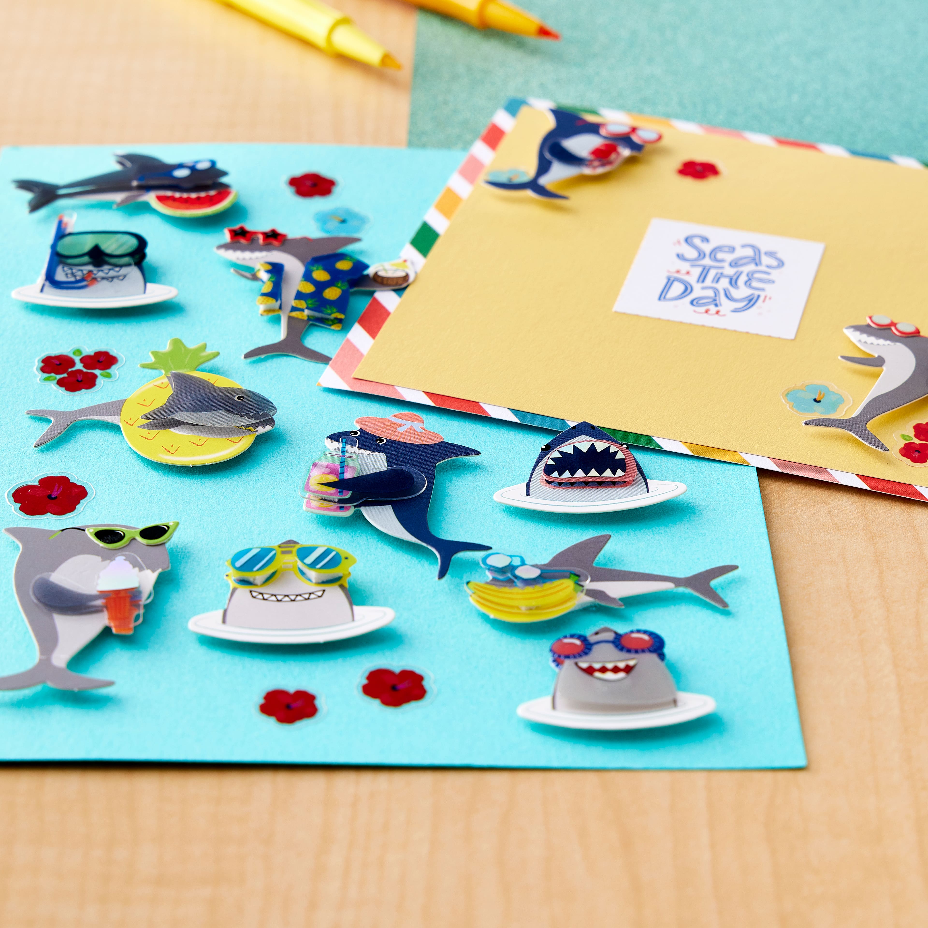 12 Pack: Hawaiian Shark Dimensional Stickers by Recollections™