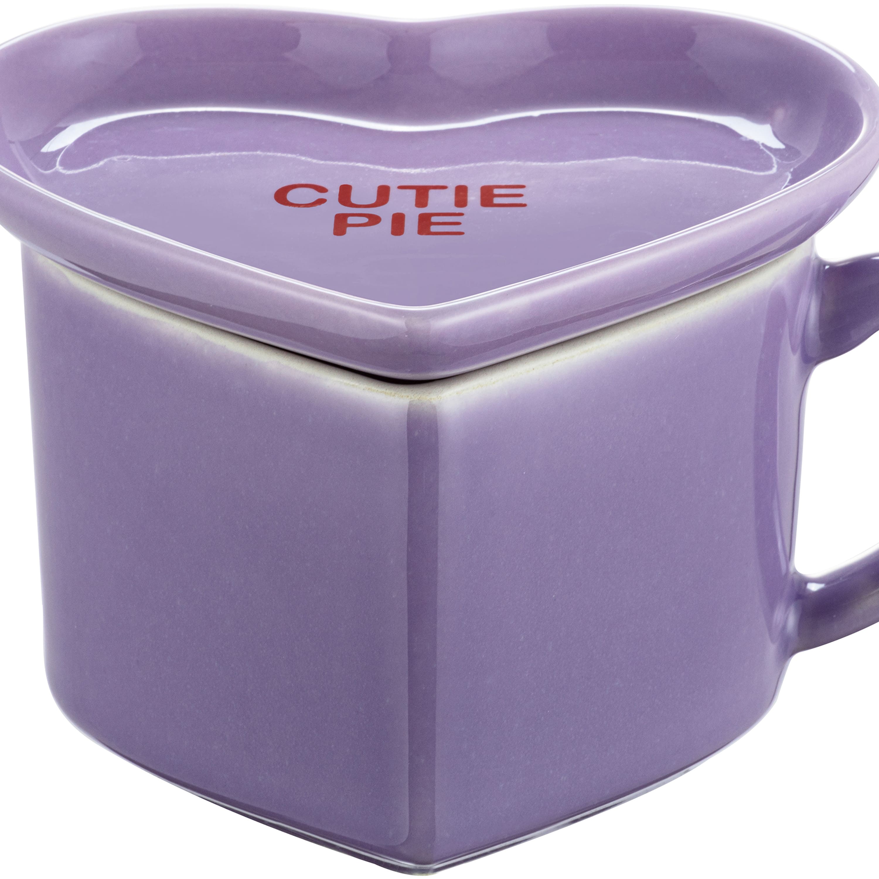 Miss Valentine Purple Ceramic Candy Heart Mug &#x26; Saucer