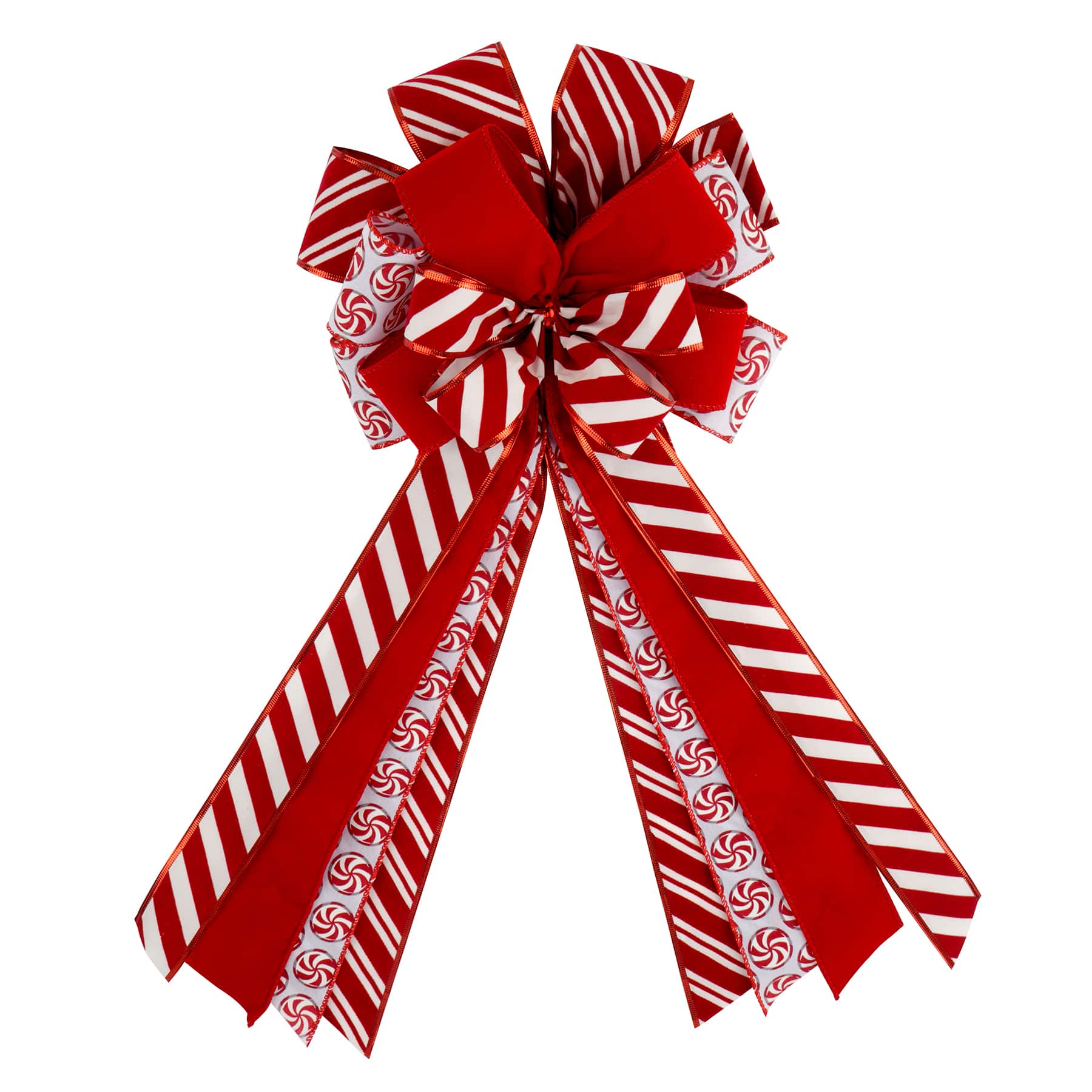 21" Red Candy Cane Tree Bow by Celebrate It®