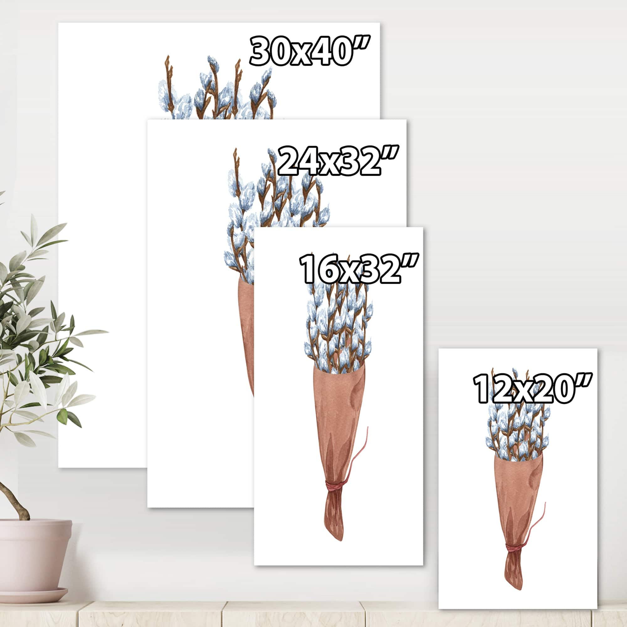 Designart - Bunch of Willow Twigs I - Farmhouse Canvas Wall Art Print