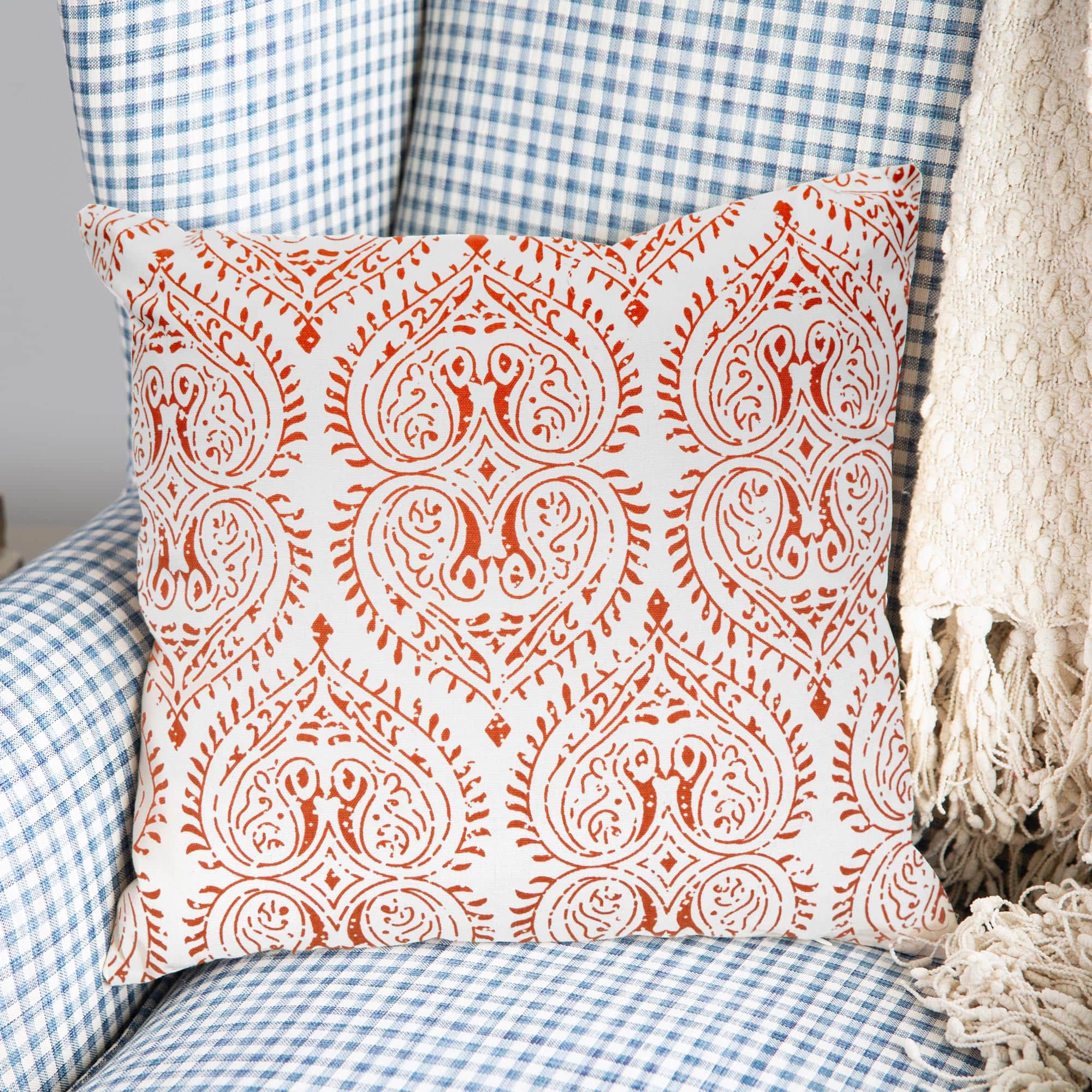 American Art D&#xE9;cor&#x2122; Handwoven Red &#x26; White Boho Decorative Throw Pillow