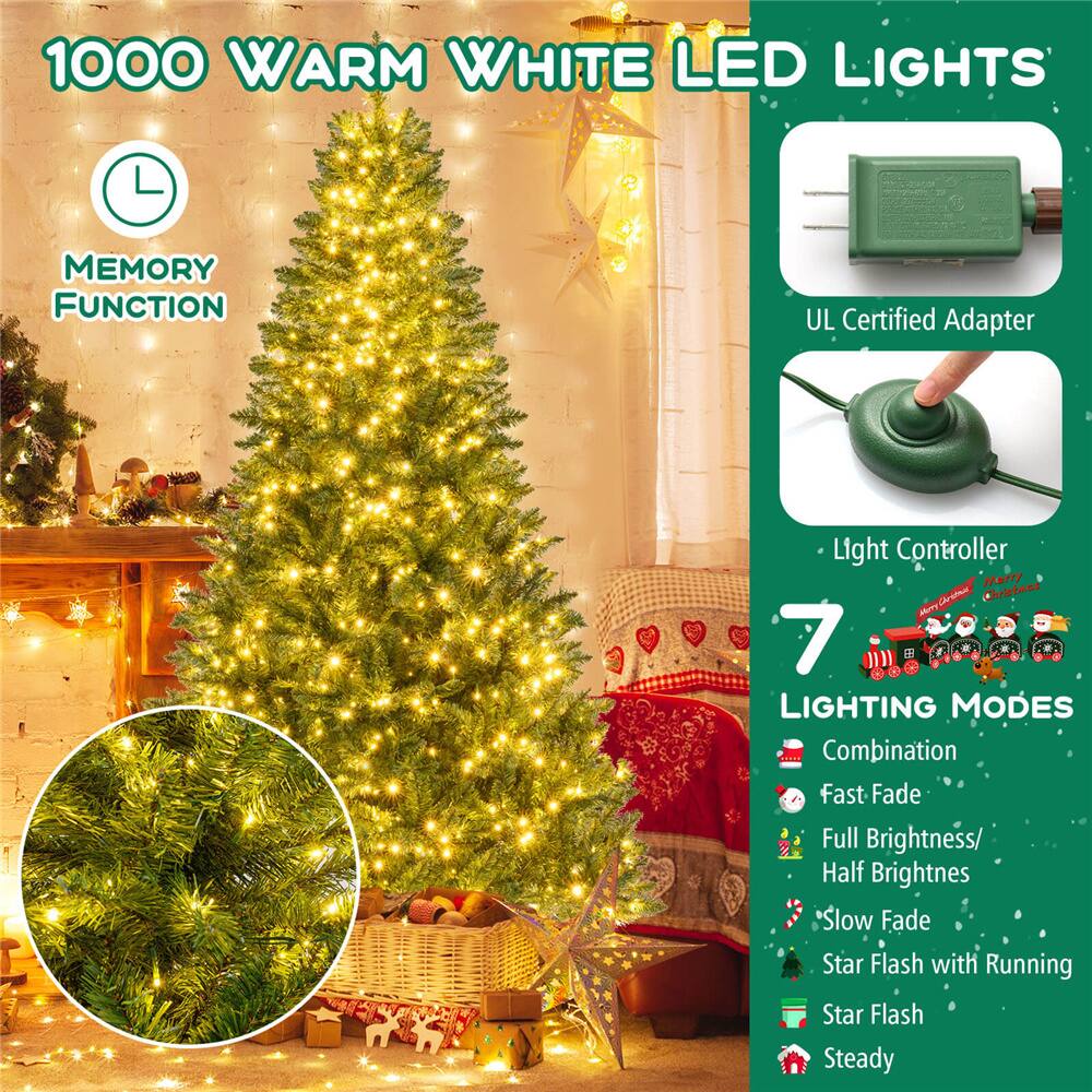 Costway 7ft. Artificial Christmas Tree, Warm White LED Lights
