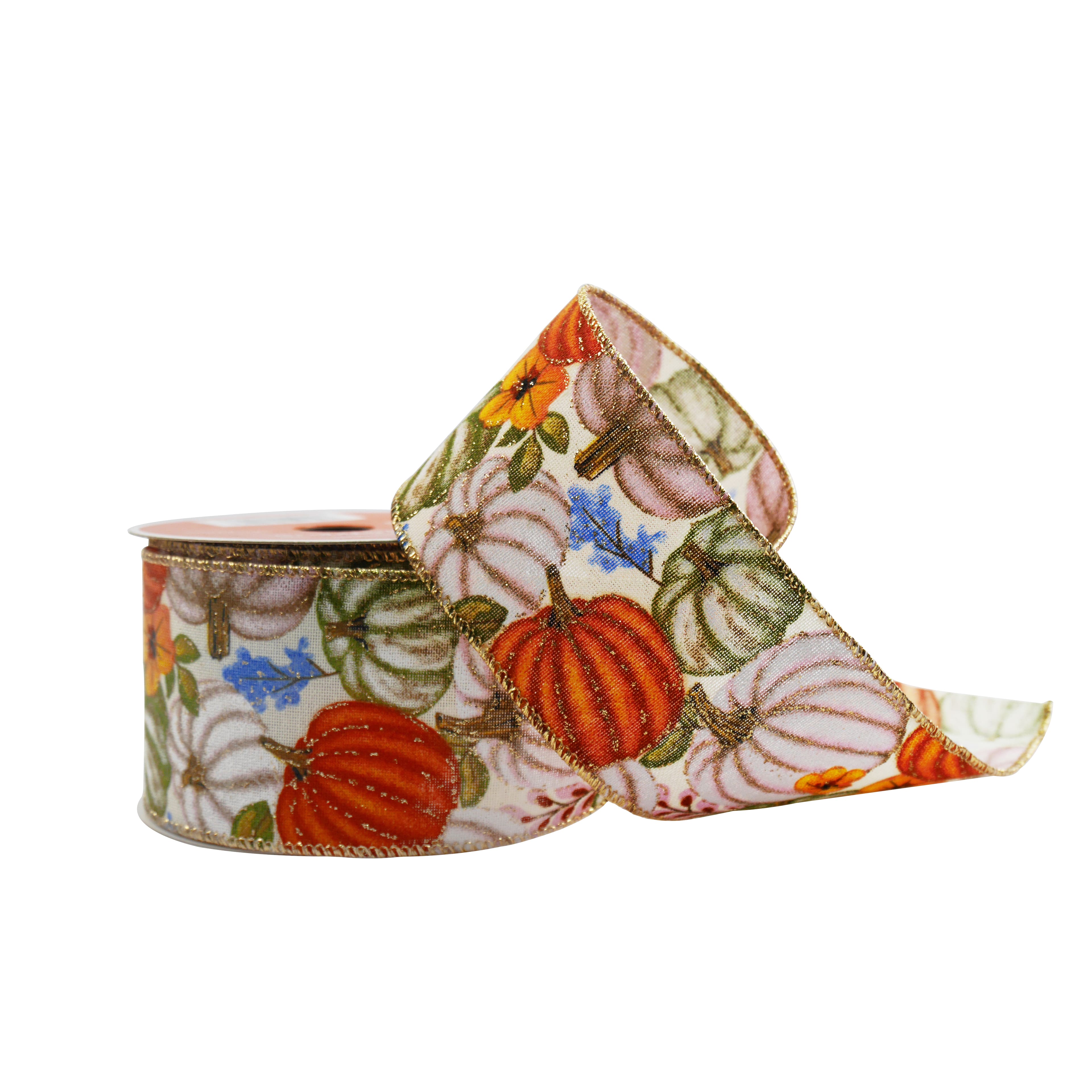 ribon Orange With Hot Pink Underside Wired Ribbon, 1.5” - Greenery