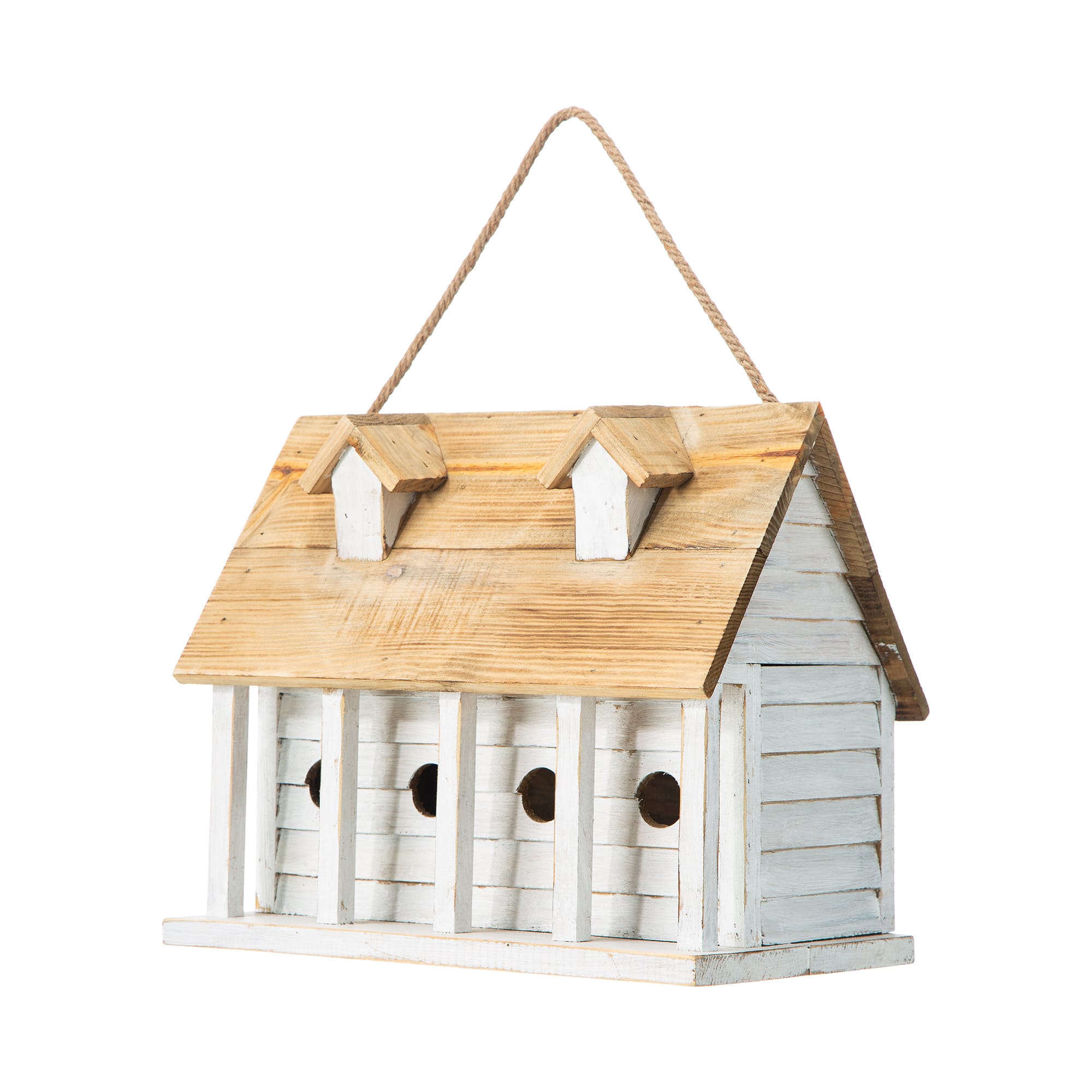 Glitzhome® 14.25" Retro White Distressed Cottage Birdhouse