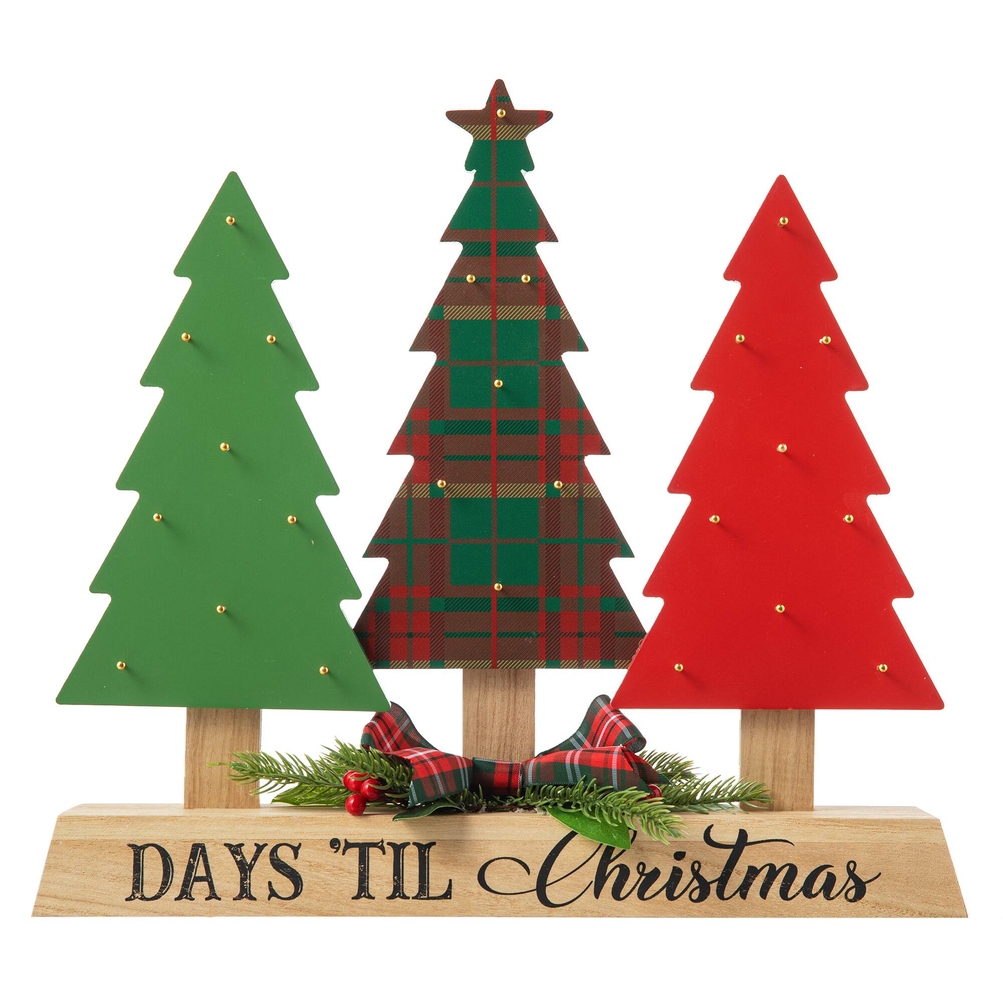 Glitzhome&#xAE; 14&#x22; Wooden Christmas Tree Countdown Calendar D&#xE9;cor
