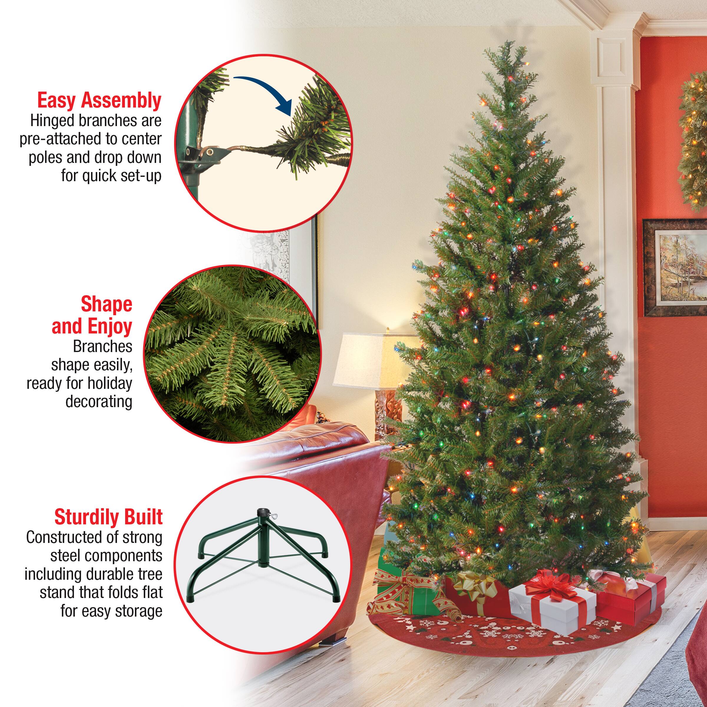 6ft. Pre-Lit Aspen Spruce Artificial Christmas Tree, Multicolor Lights