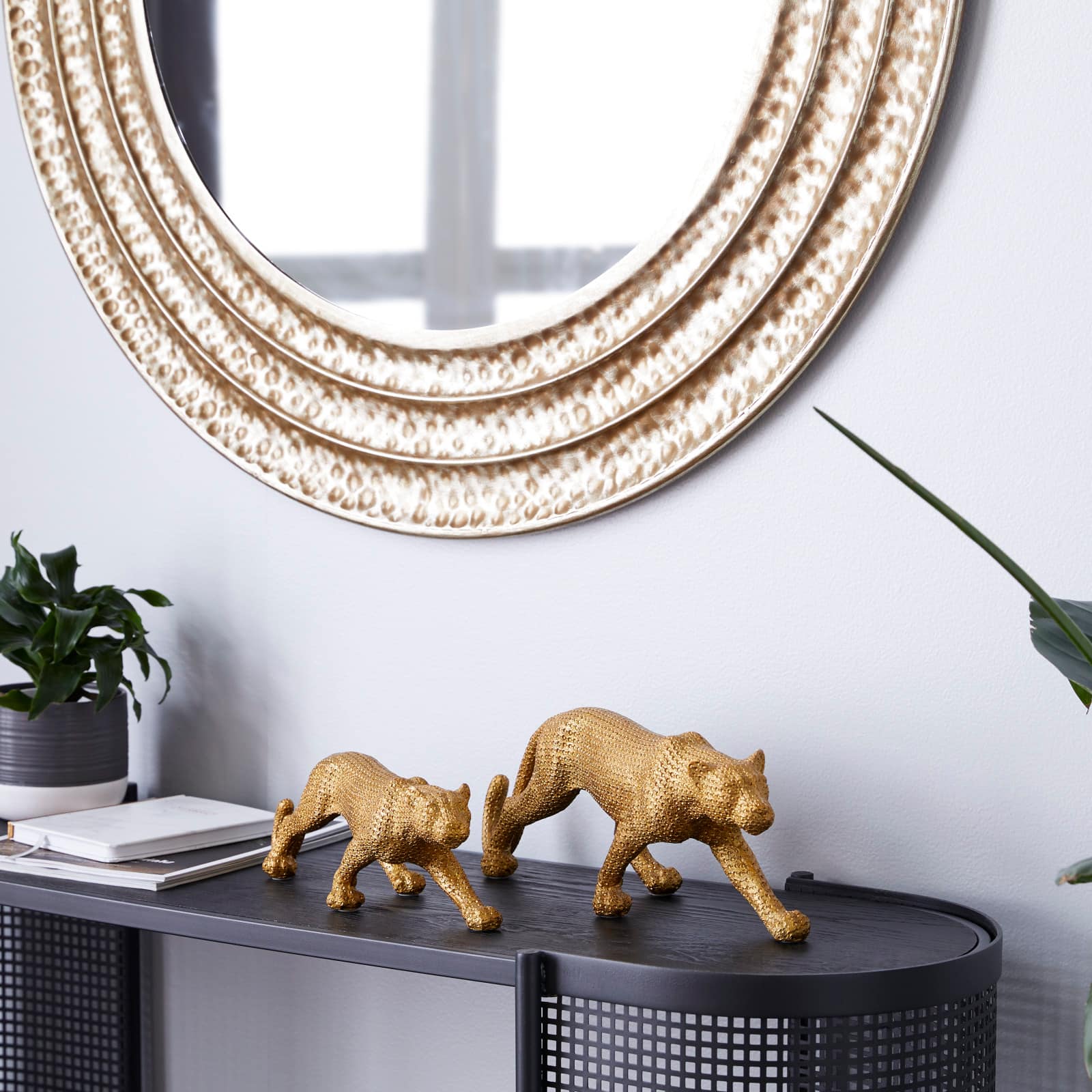 Gold Glam Leopard Sculpture Set