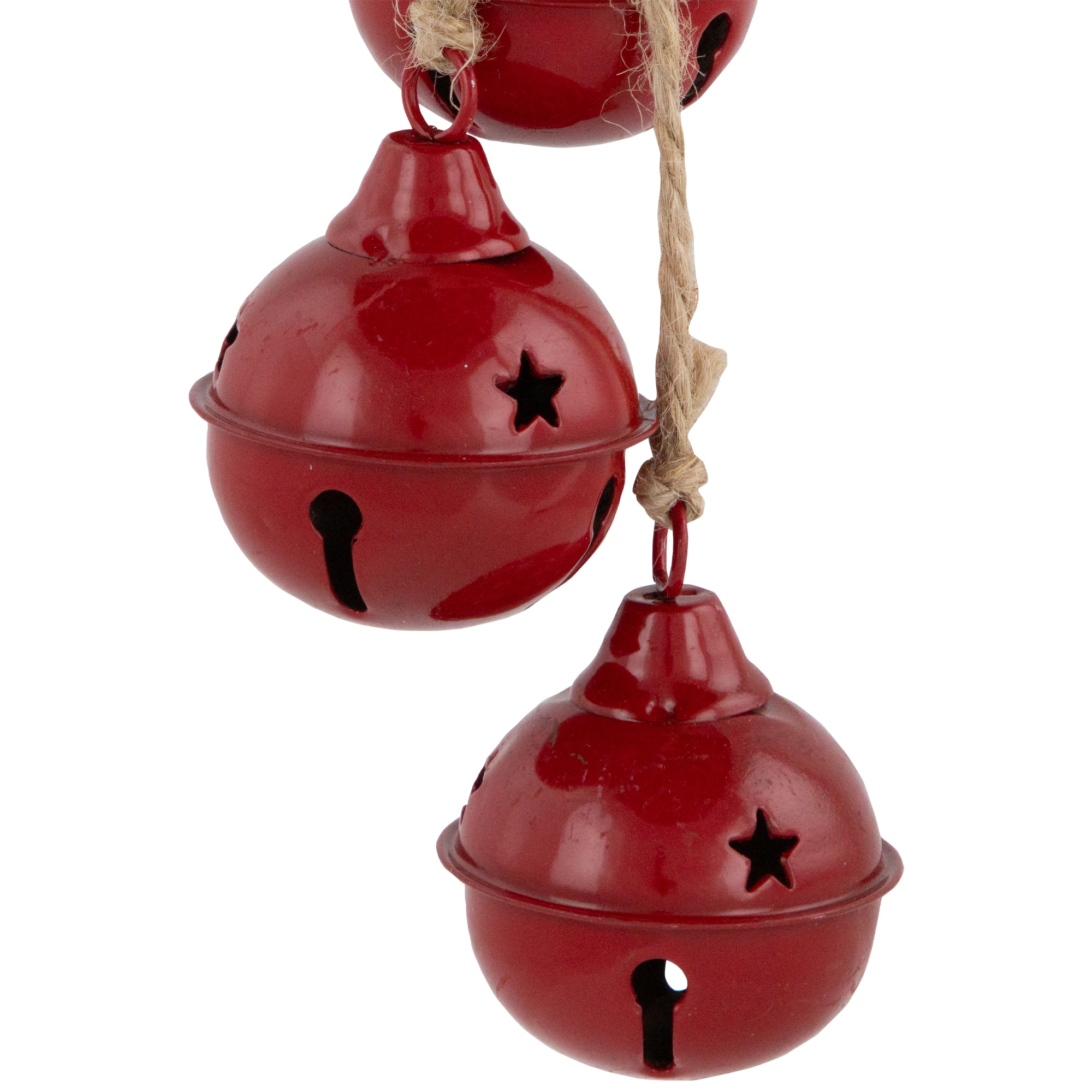 Cascading Christmas Jingle Bell Ornaments- 13.5" - Red - Set of 2