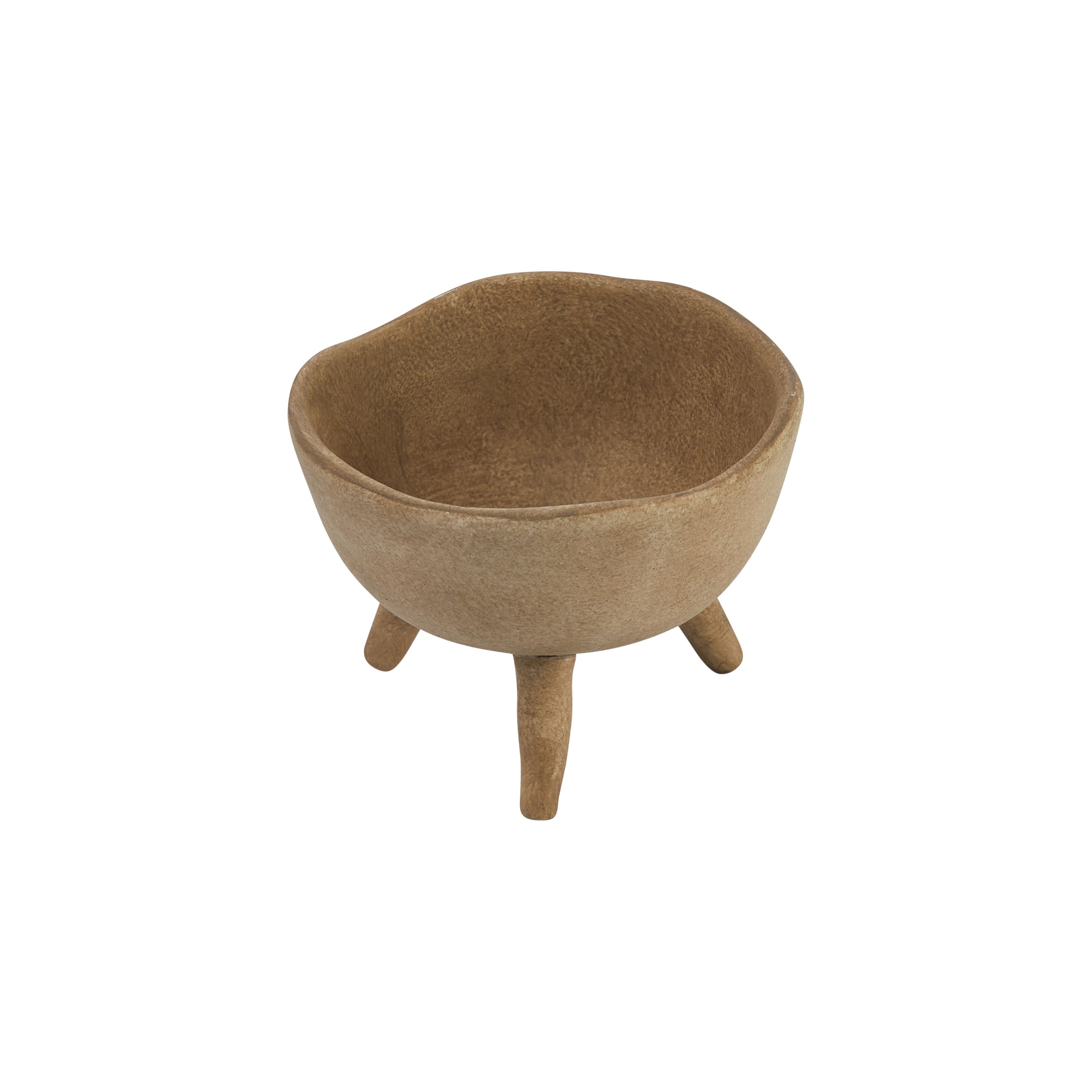5.5&#x22; Large Matte Taupe Terracotta Footed Planter