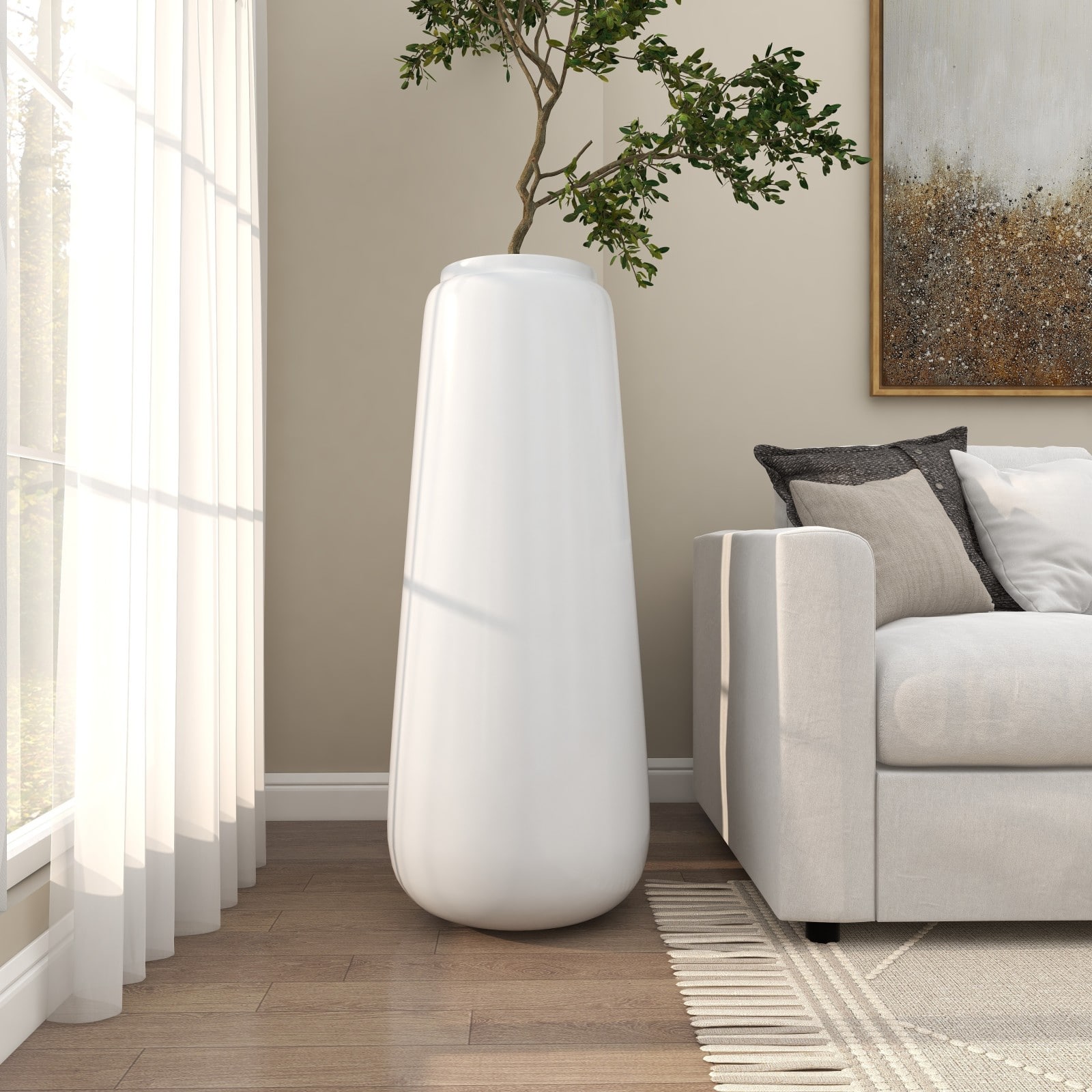 3ft. White Modern Tall Floor Vase