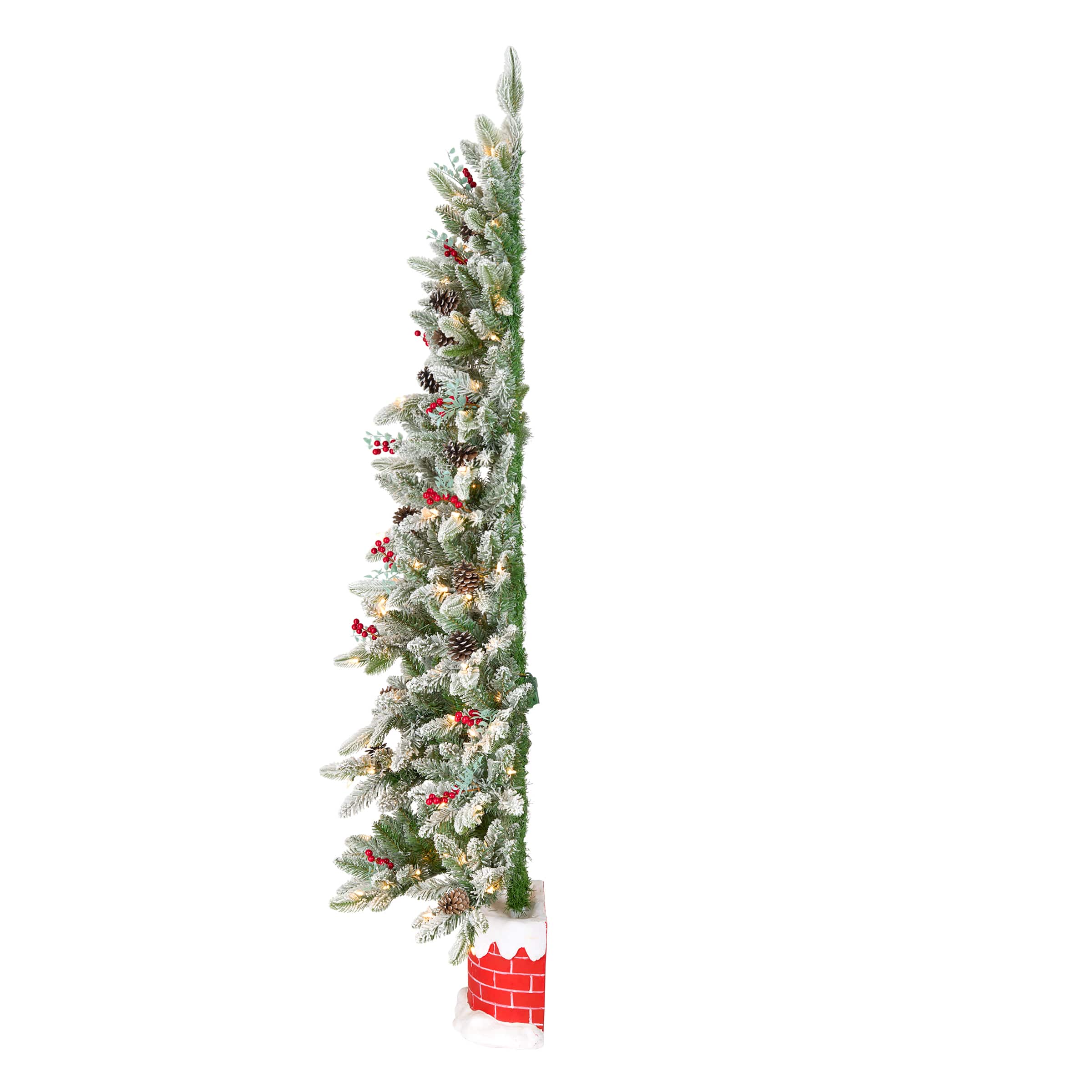 5ft. Pre-Lit Snowberry Pine Artificial Christmas Half Tree, Clear Lights
