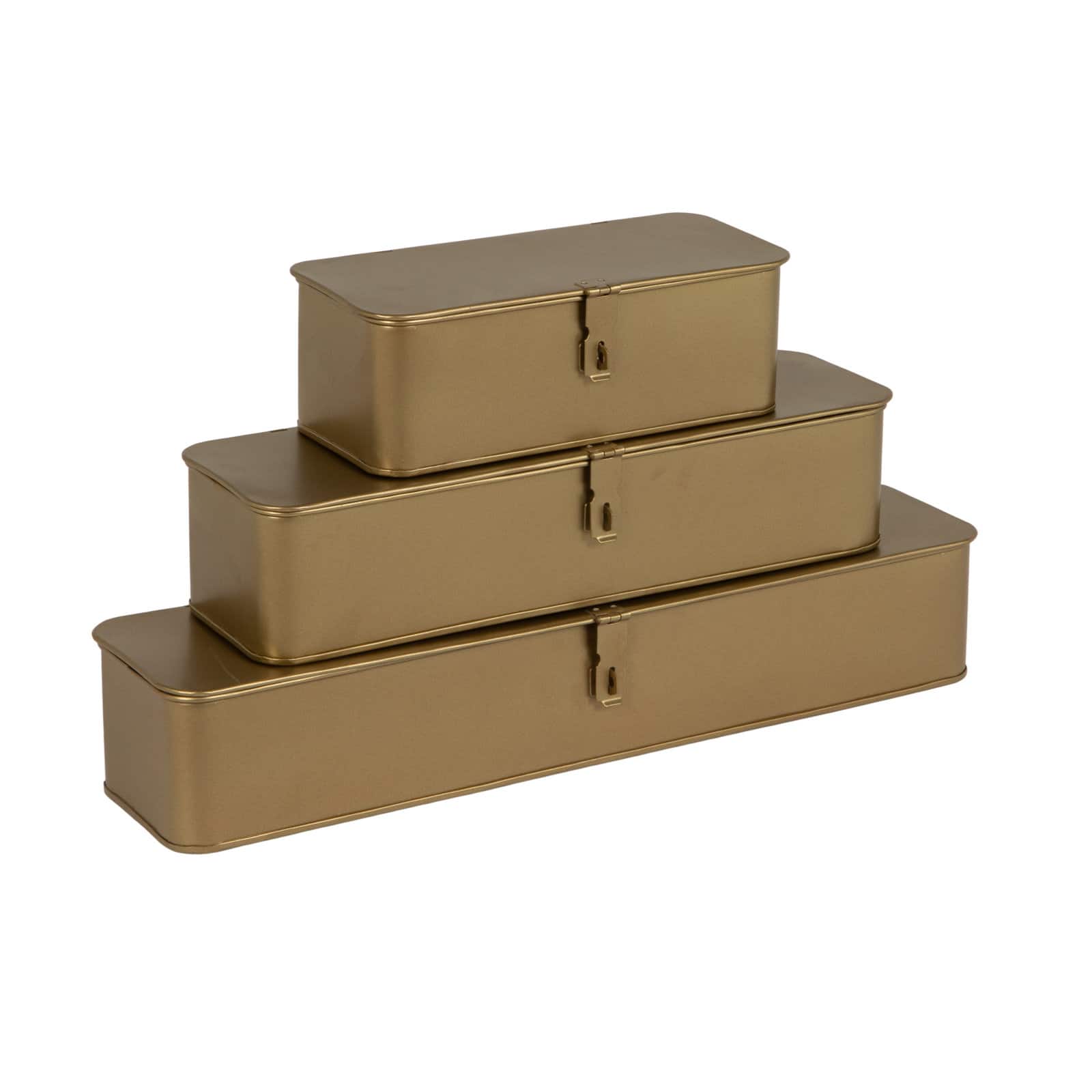 Hello Honey® Decorative Metal Boxes with Gold Finish Set