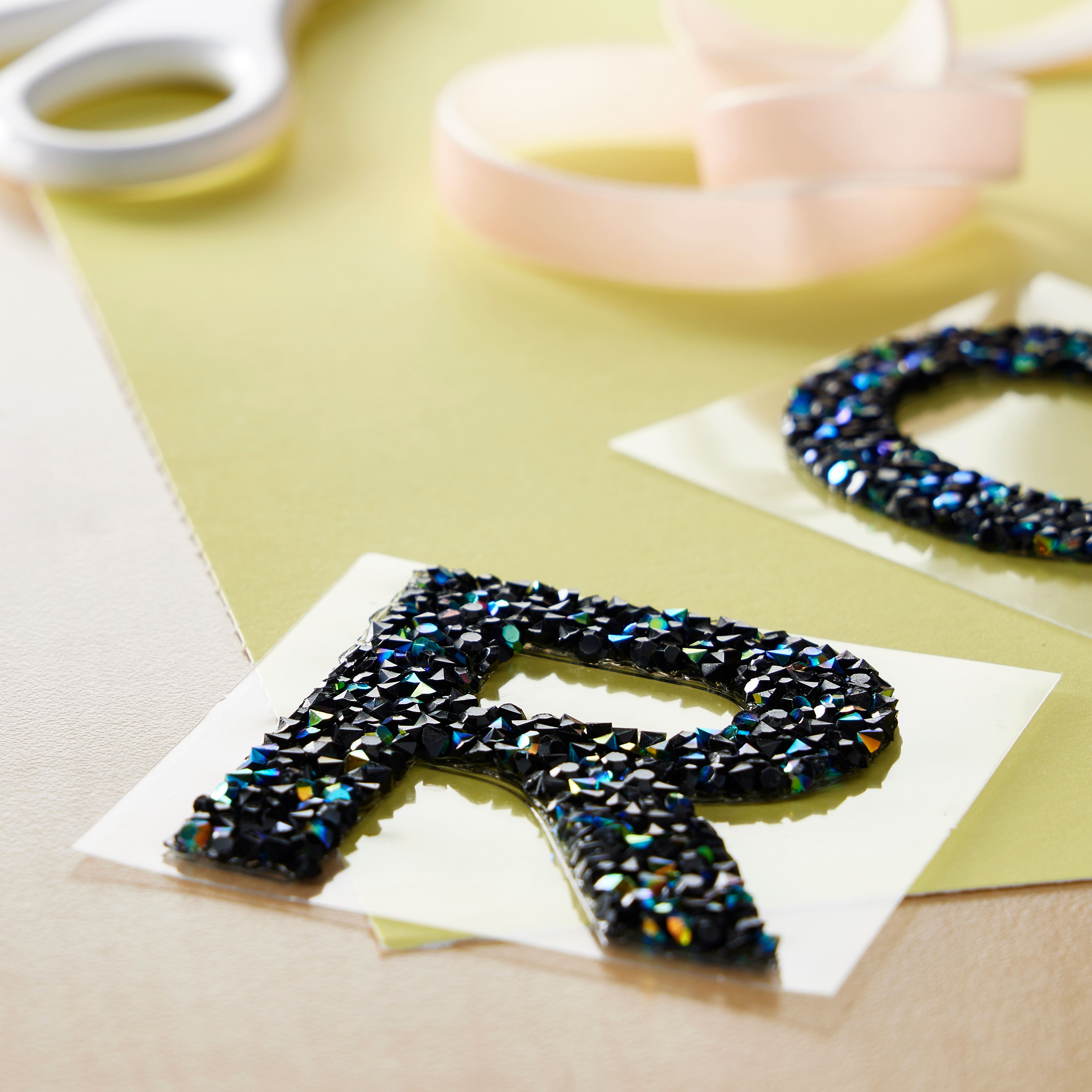 12 Pack: Black AB Letter Bling Sticker by Recollections®