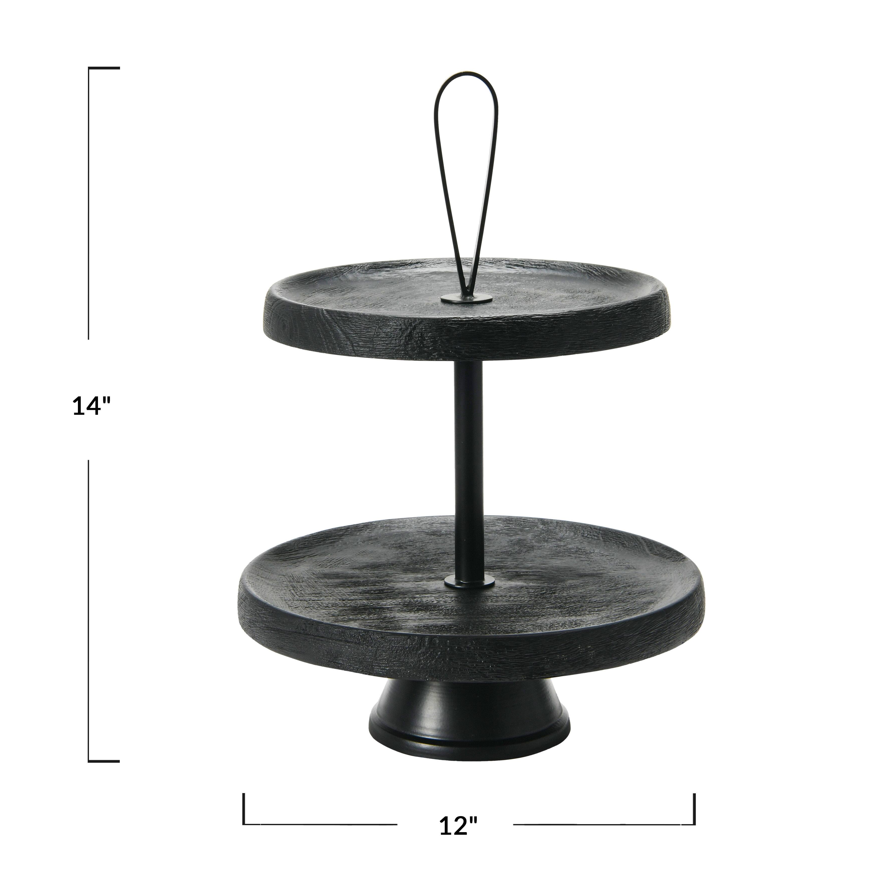 Hello Honey&#xAE; 14&#x22; Black Elegant Modern 2-Tiered Tray