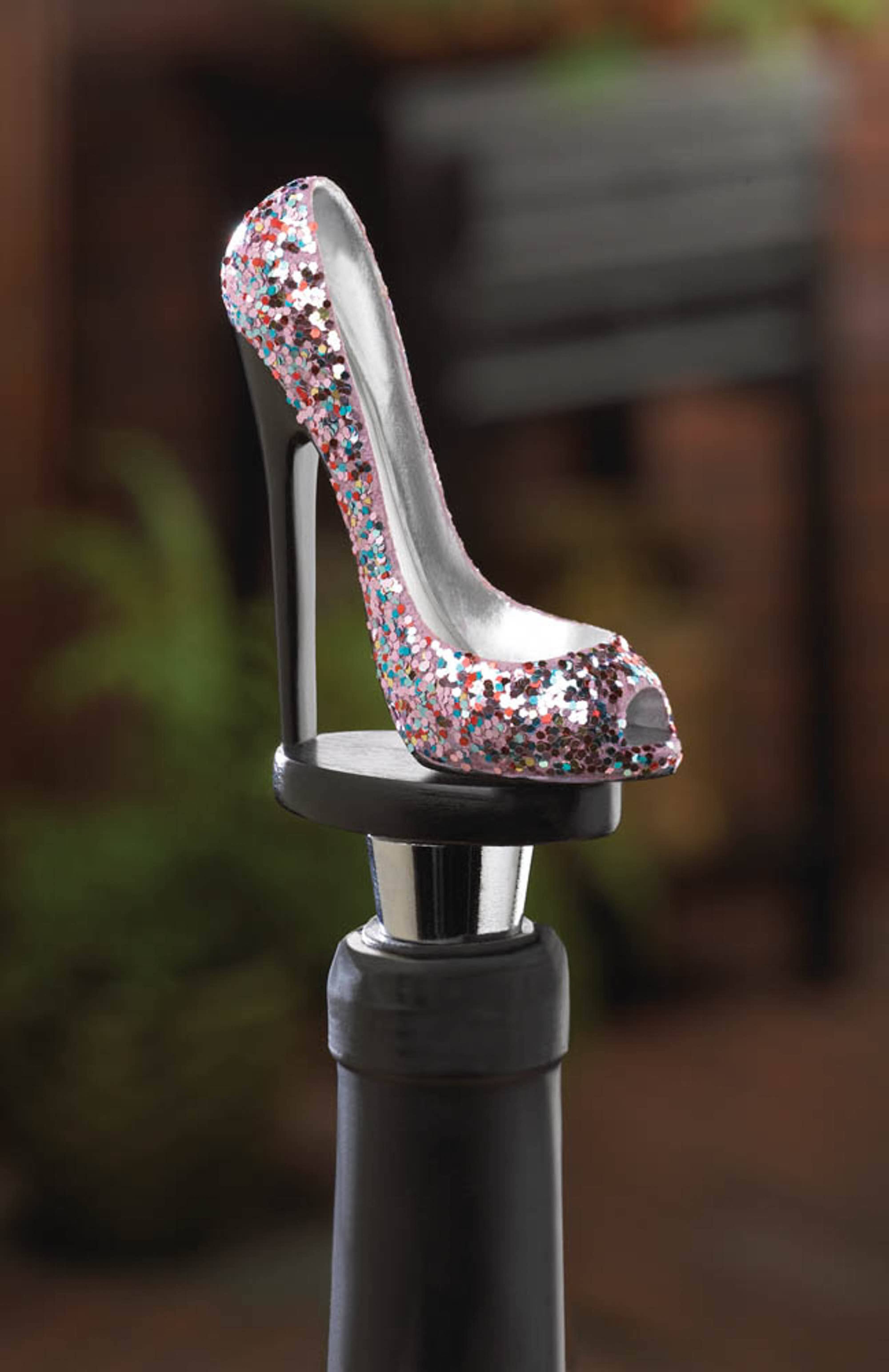 5.5&#x22; Glitter Shoe Wine Bottle Stopper