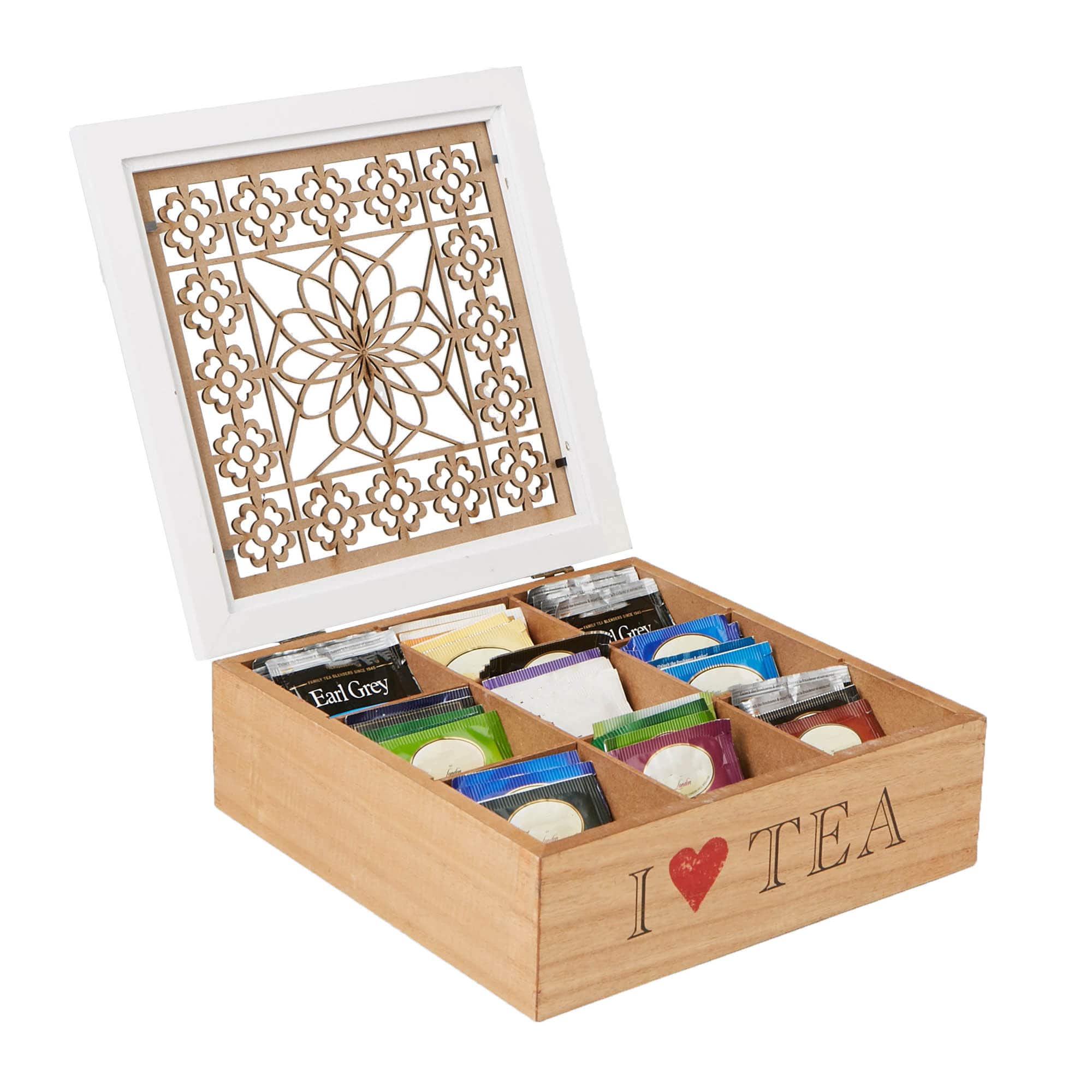 Mind Reader 9-Section Brown Tea Organizer