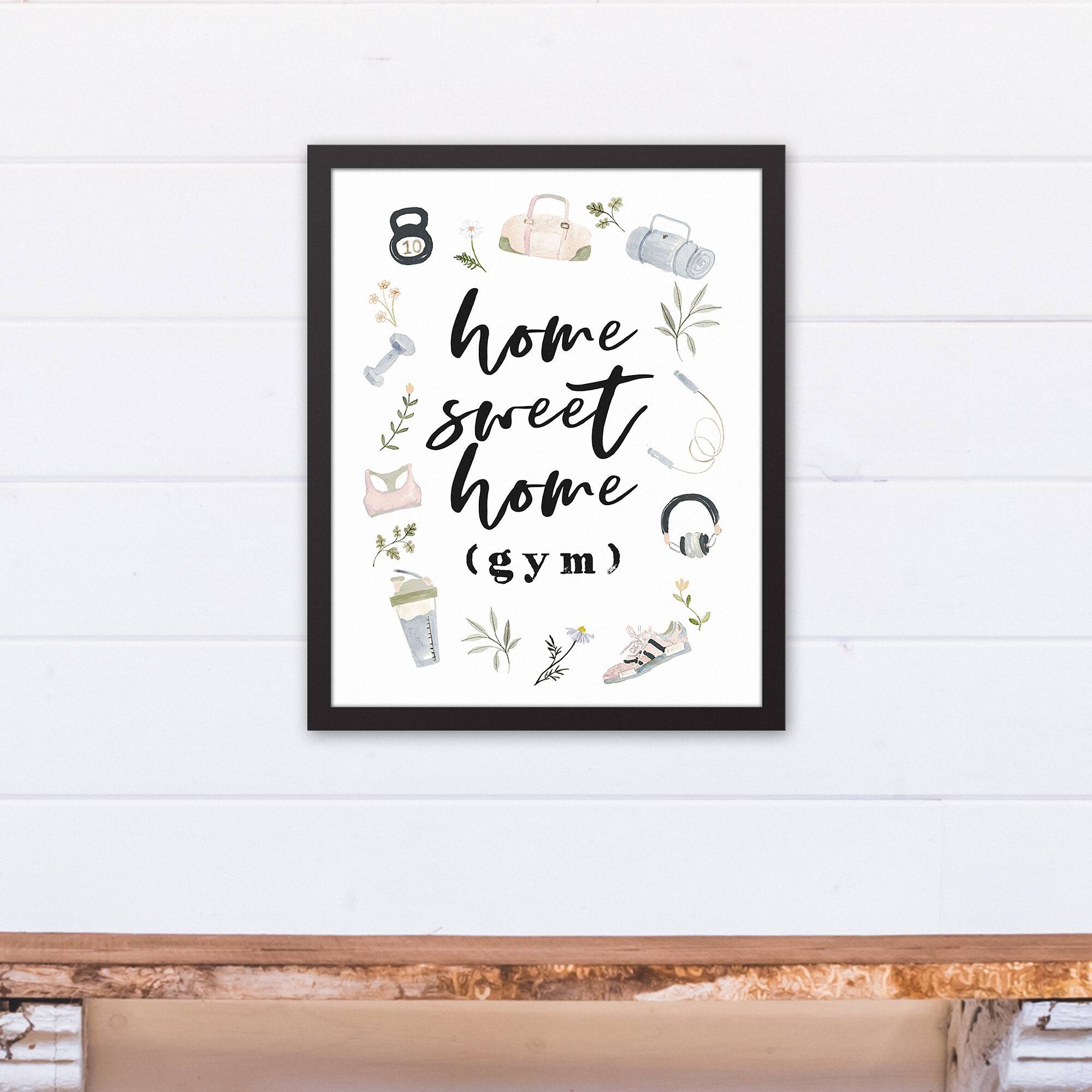Home Sweet Home Gym 16&#x22; x 20&#x22; Black Framed Canvas