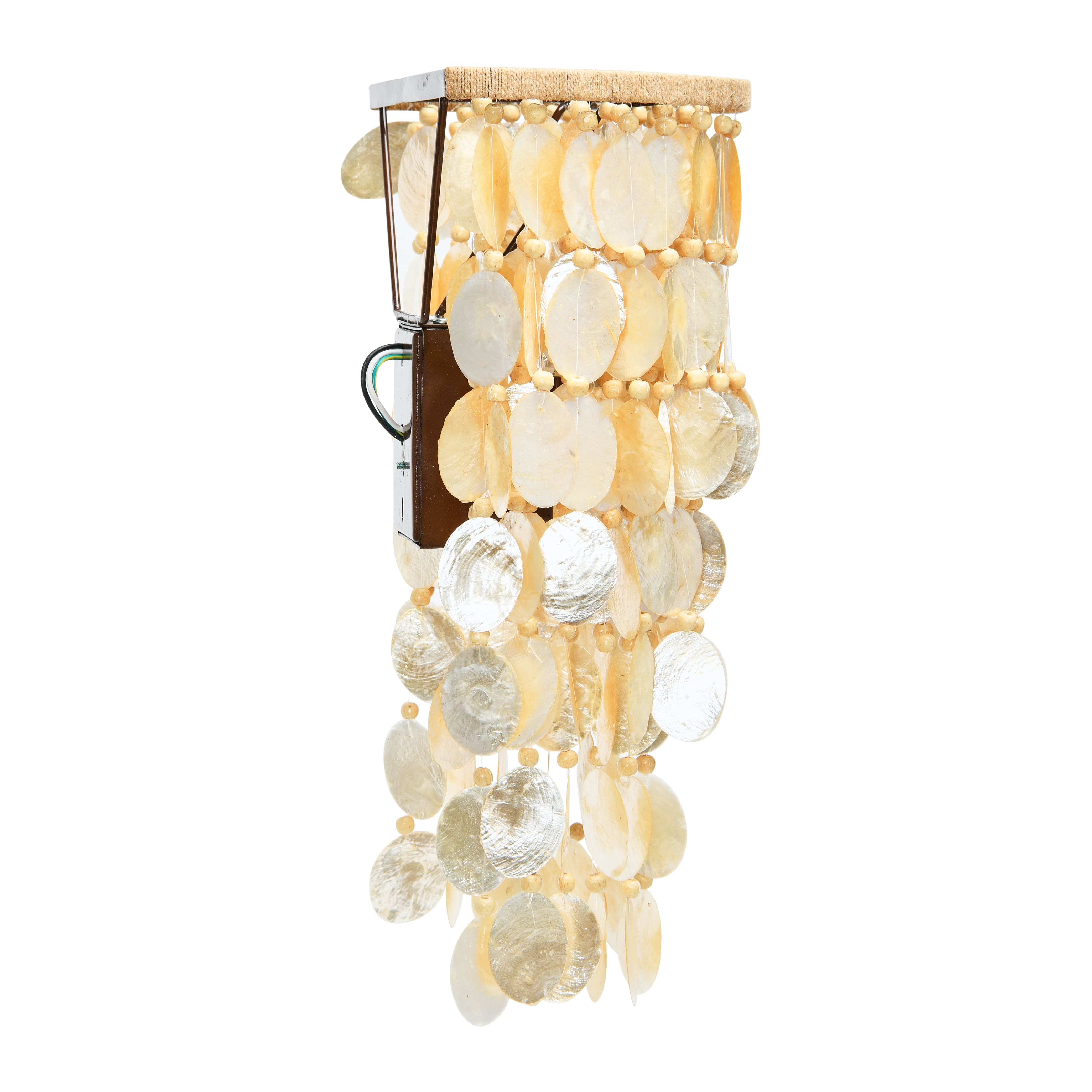 Hello Honey&#xAE; 18&#x22; Capiz and Wood Bead Wall Sconce