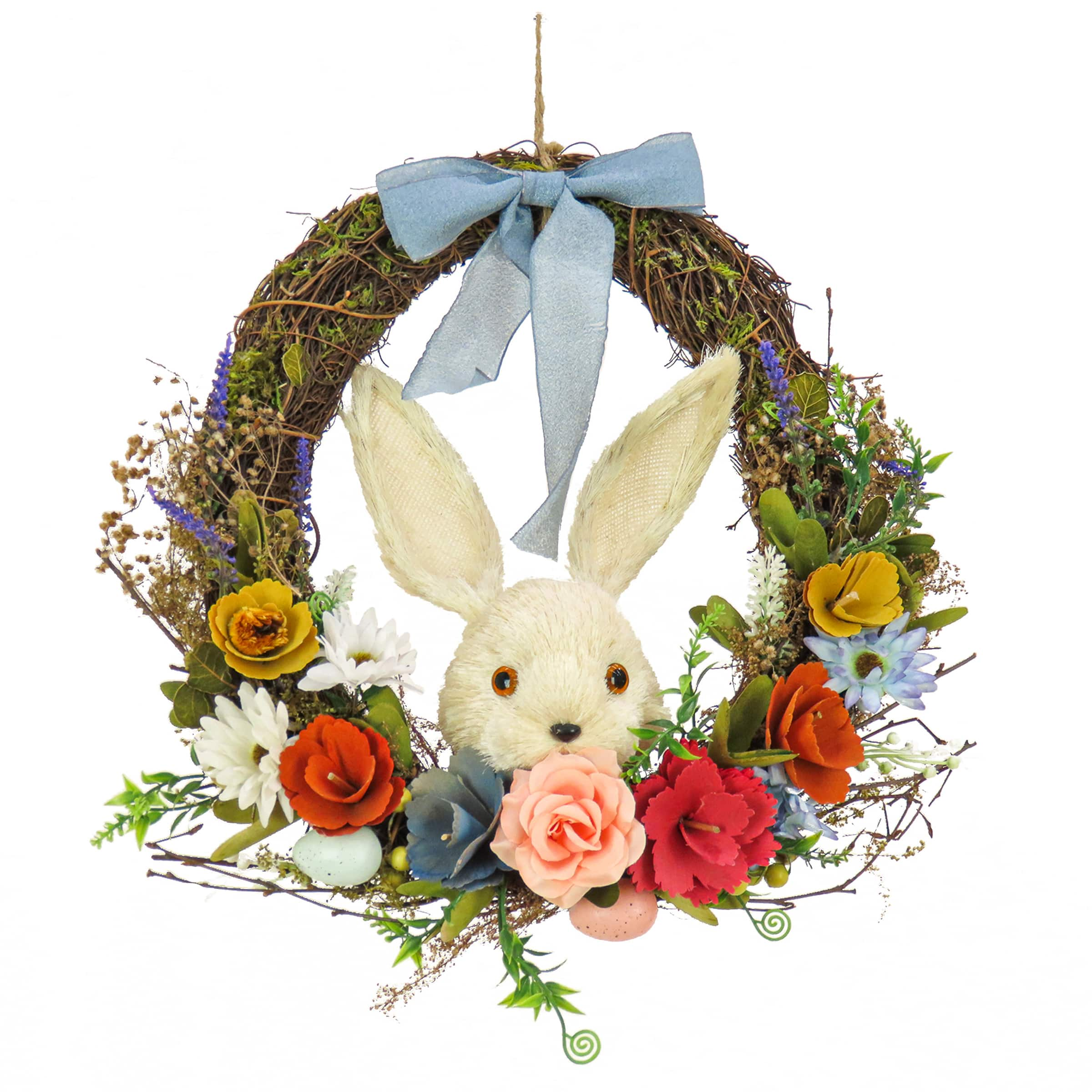 16&#x22; White Bunny Floral Wreath