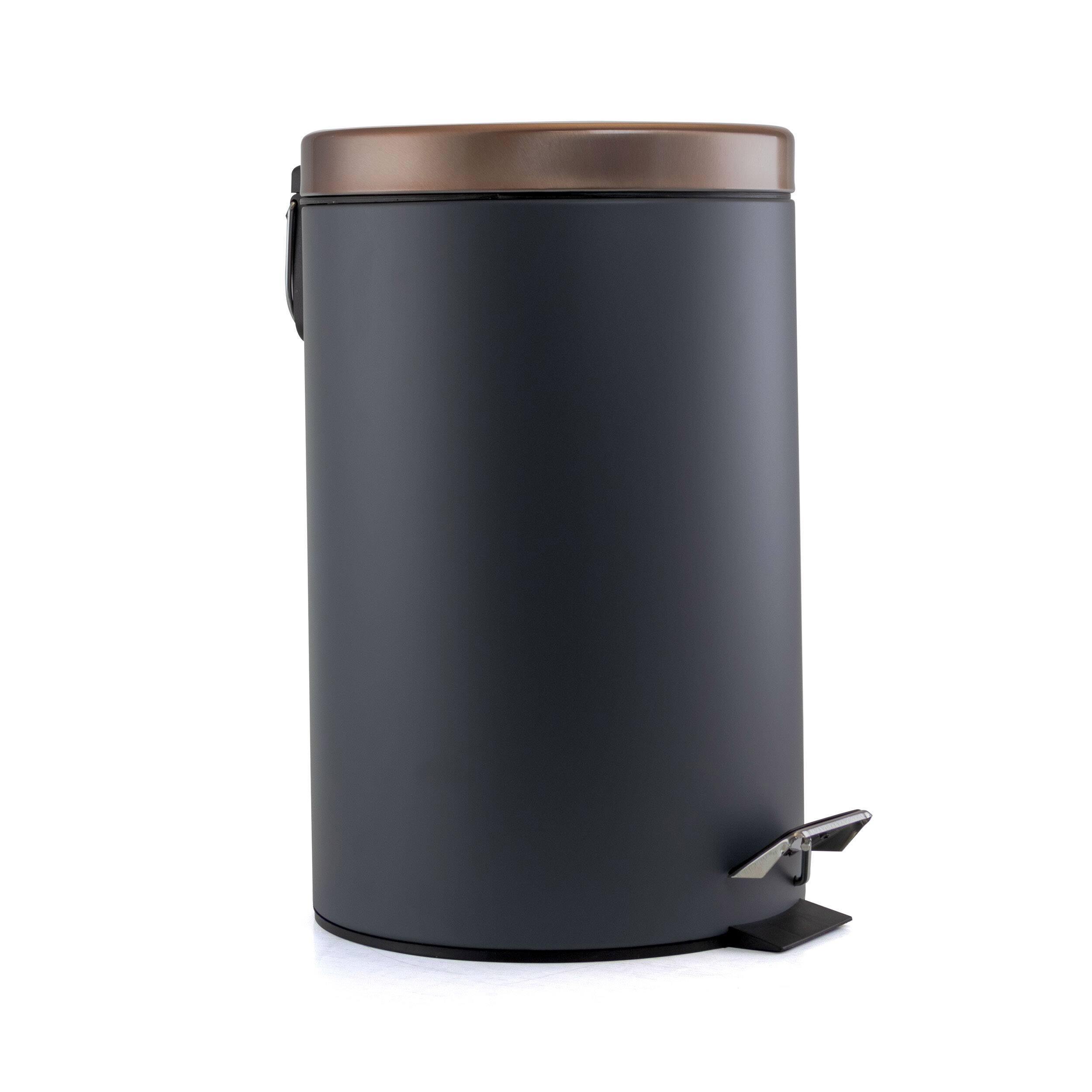 Elama 5 Liter Stylish Grey and Copper Soft Pedal Trash Bin