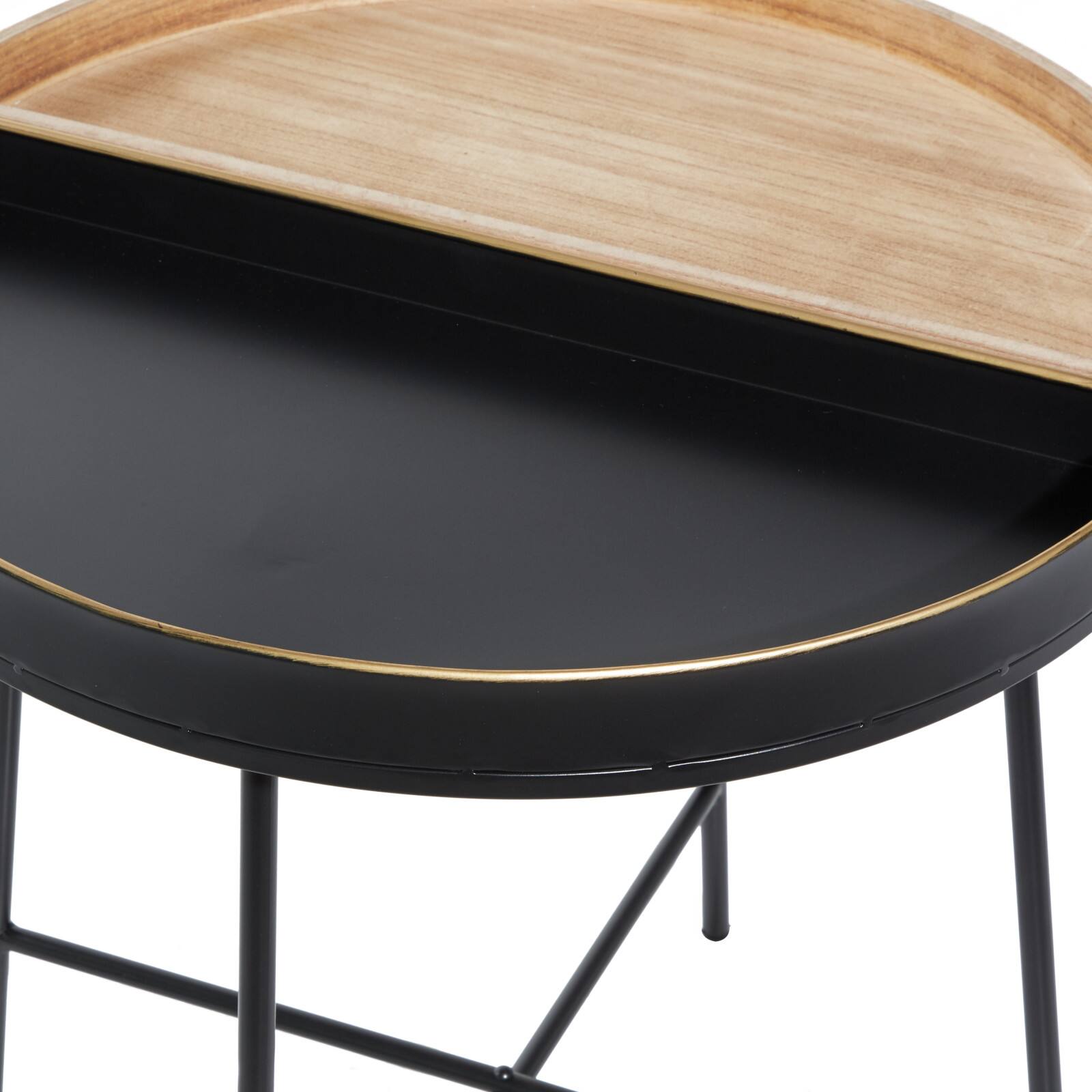22" Black Metal Contemporary Accent Table