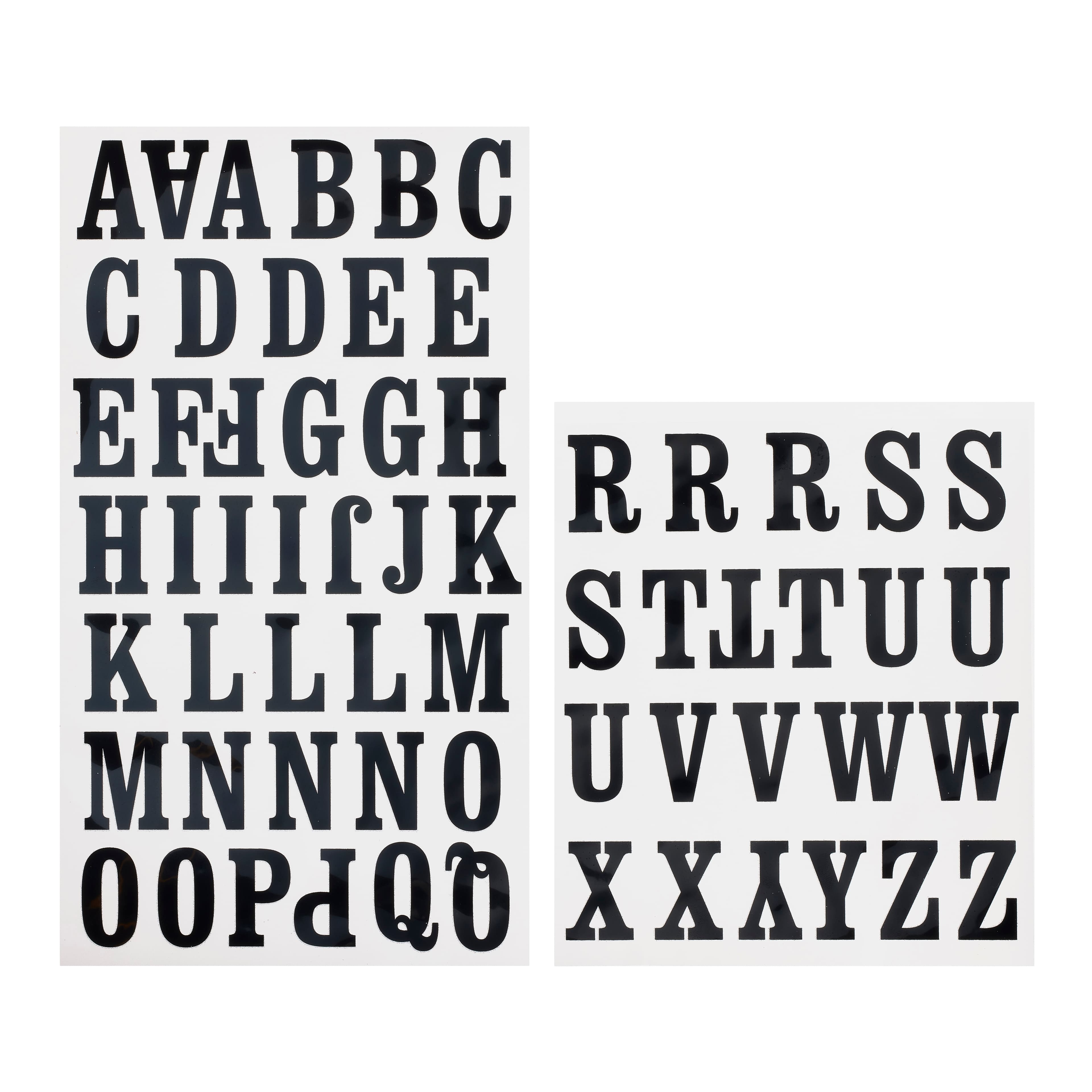 12 Packs: 62 ct. (744 total) Iron-On Black San Serif Alphabet by Make Market®