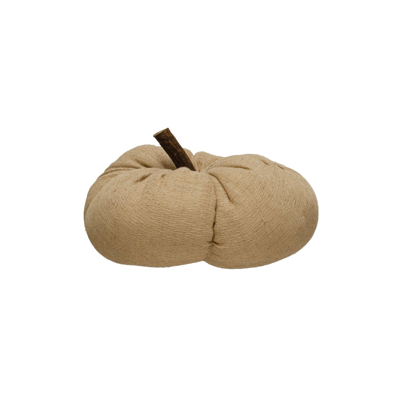 Hello Honey&#xAE; 7.75&#x22; Nutmeg Color Fabric Pumpkin with Wood Stem
