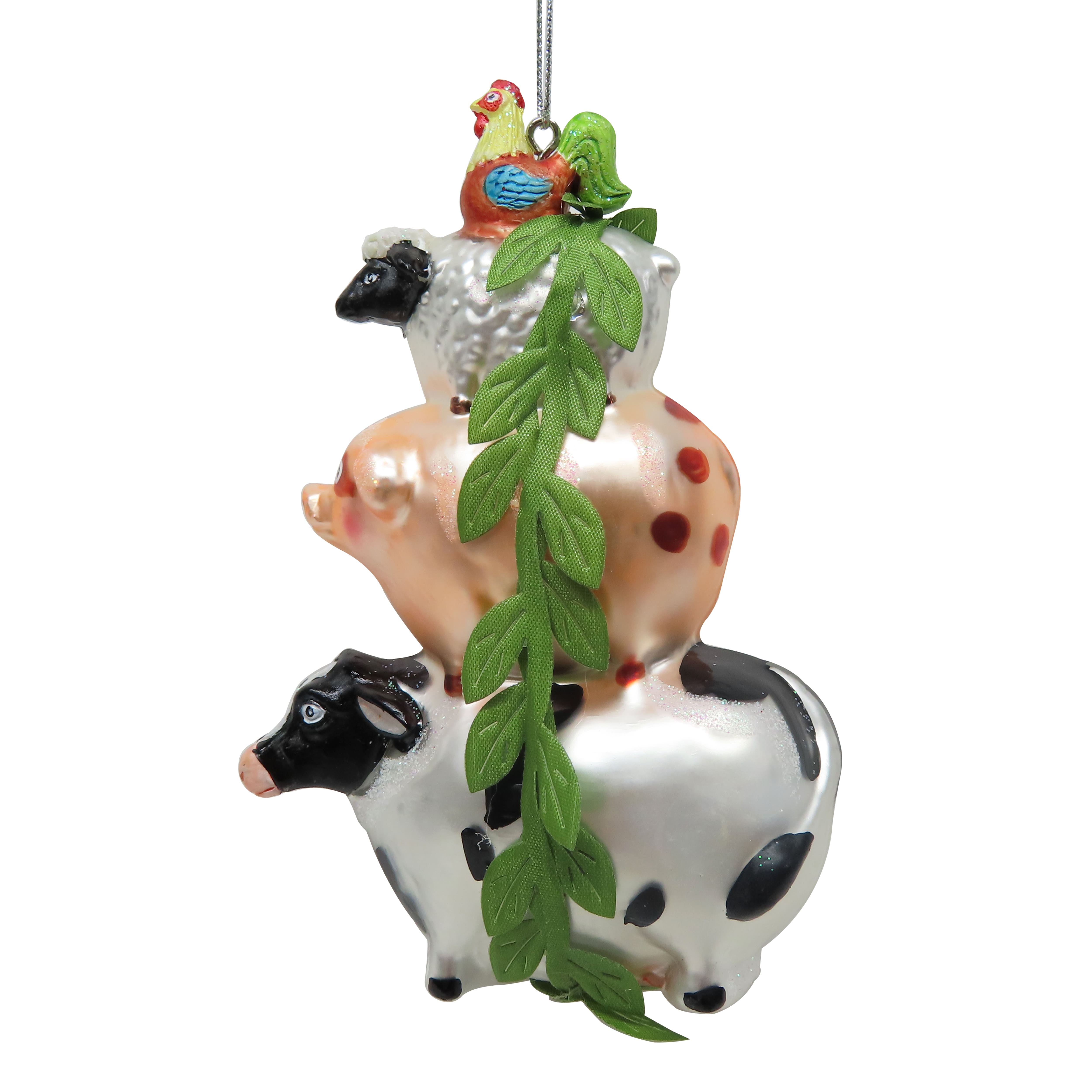 5&#x22; Farm Animal Stack Glass Ornament by Ashland&#xAE;
