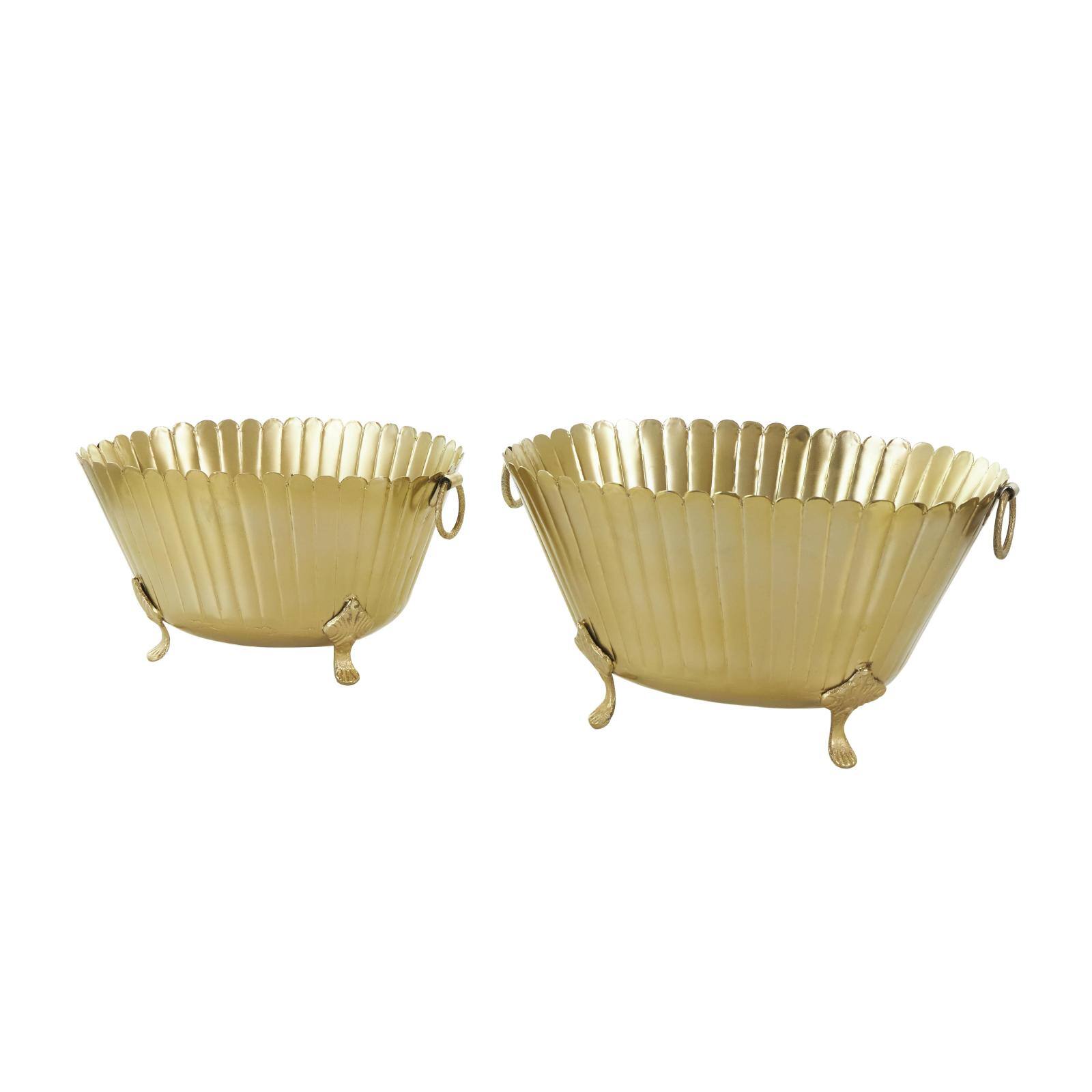 Gold Metal Planter Set