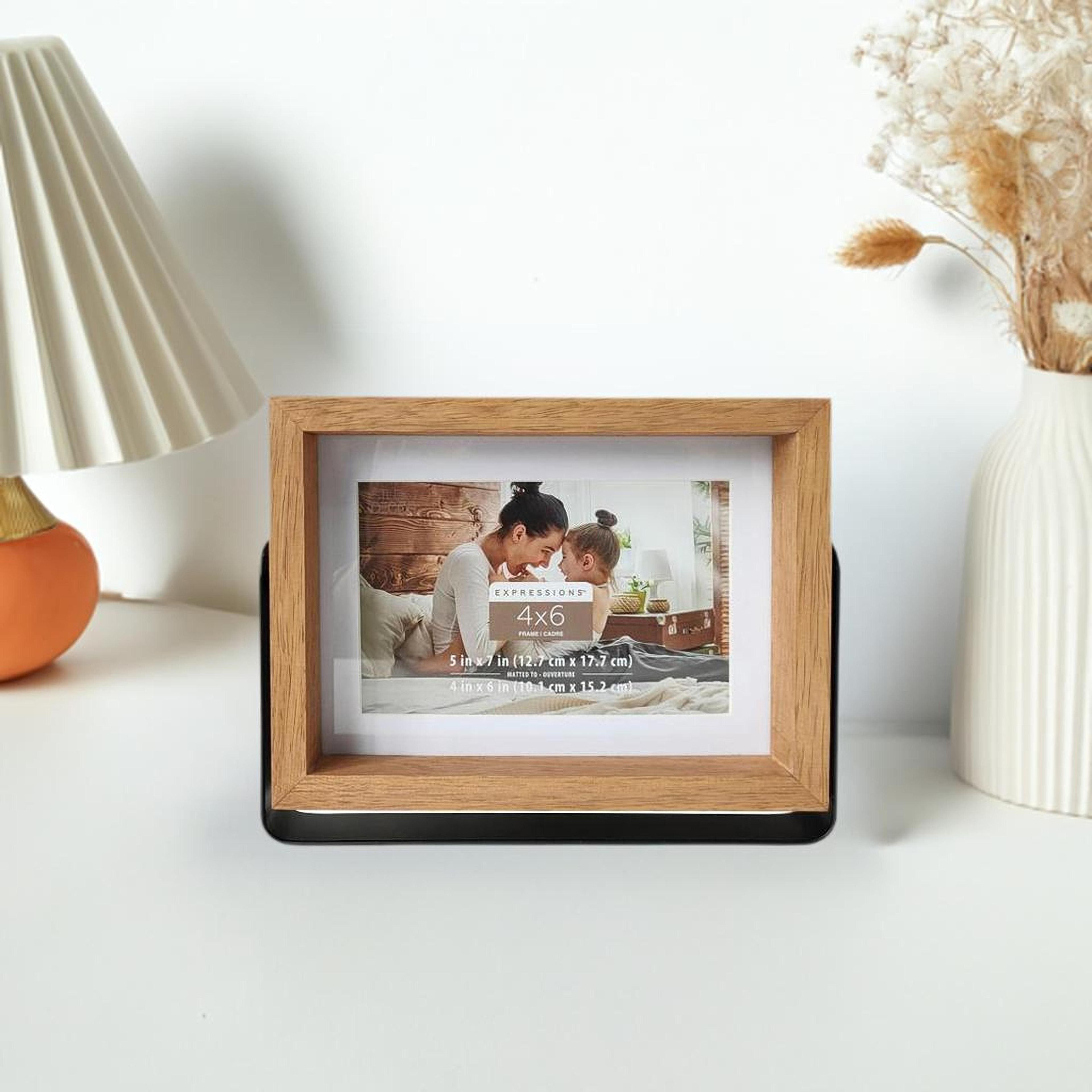 Expressions 4&#x22; x 6&#x22; Natural Wood Frame with Mat in Metal Base by Studio D&#xE9;cor&#xAE;