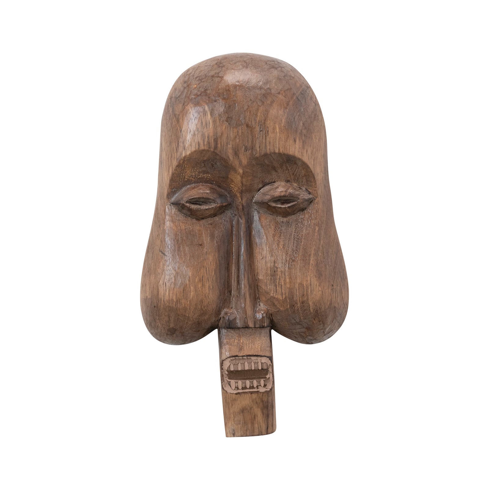 16&#x27;&#x27; Hand-Carved Albasia Wood Mask Wall D&#xE9;cor