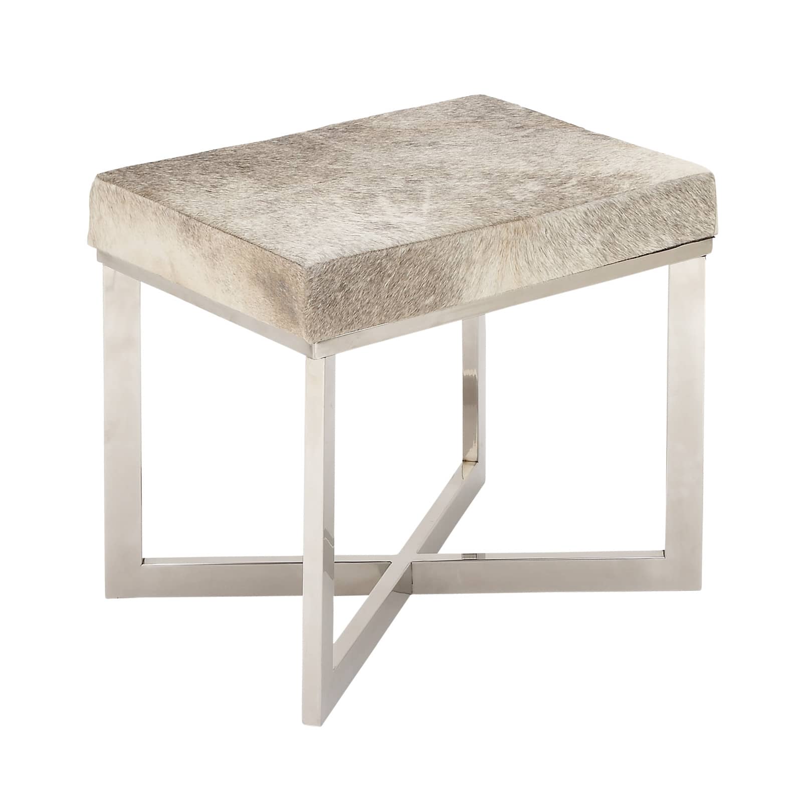 20&#x22; Gray &#x26; White Stainless Steel Contemporary Stool