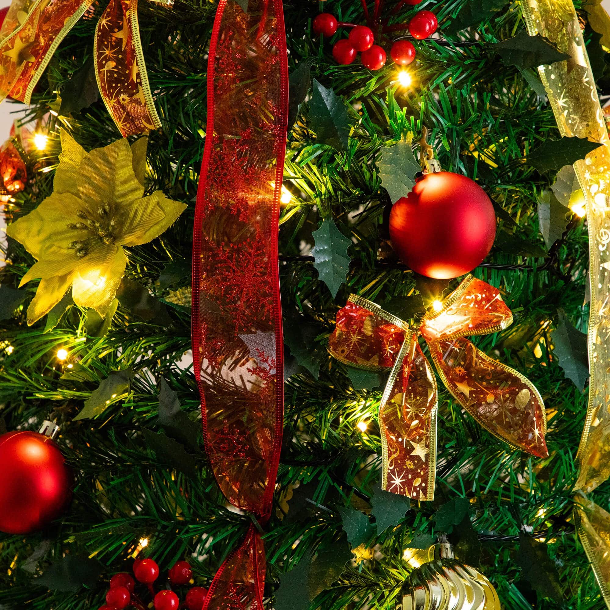 7ft. Pre-Lit Pop-Up Green Artificial Christmas Tree, Warm White LED Lights