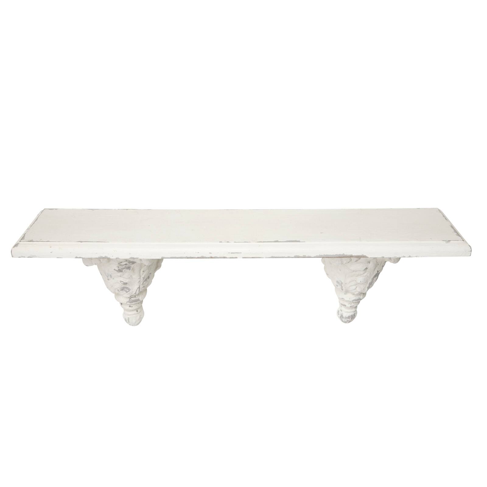 White Wood Vintage Wall Shelf, 11&#x22; x 32&#x22; x 6&#x22;