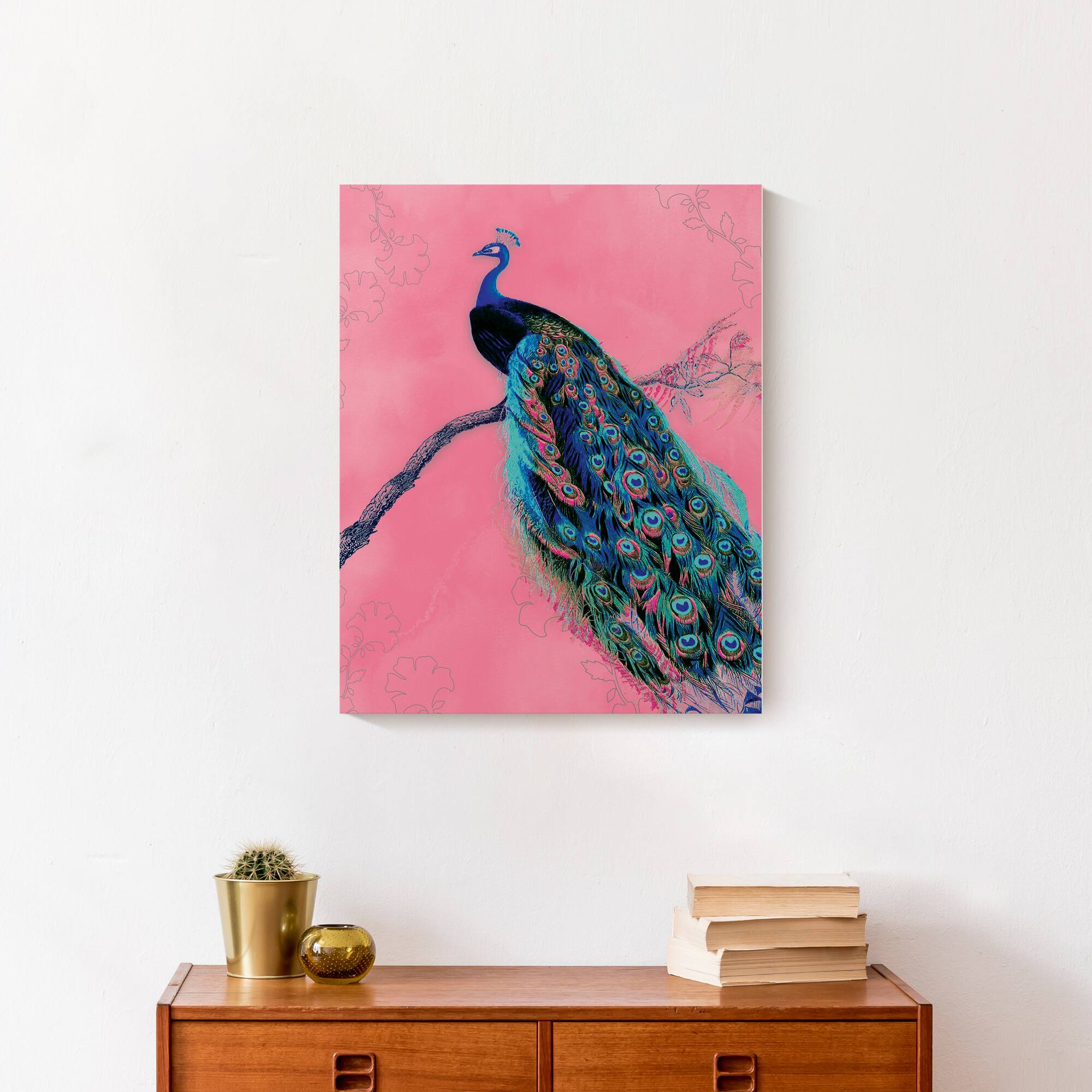 Regal Peacock 16" x 20" Canvas Wall Art