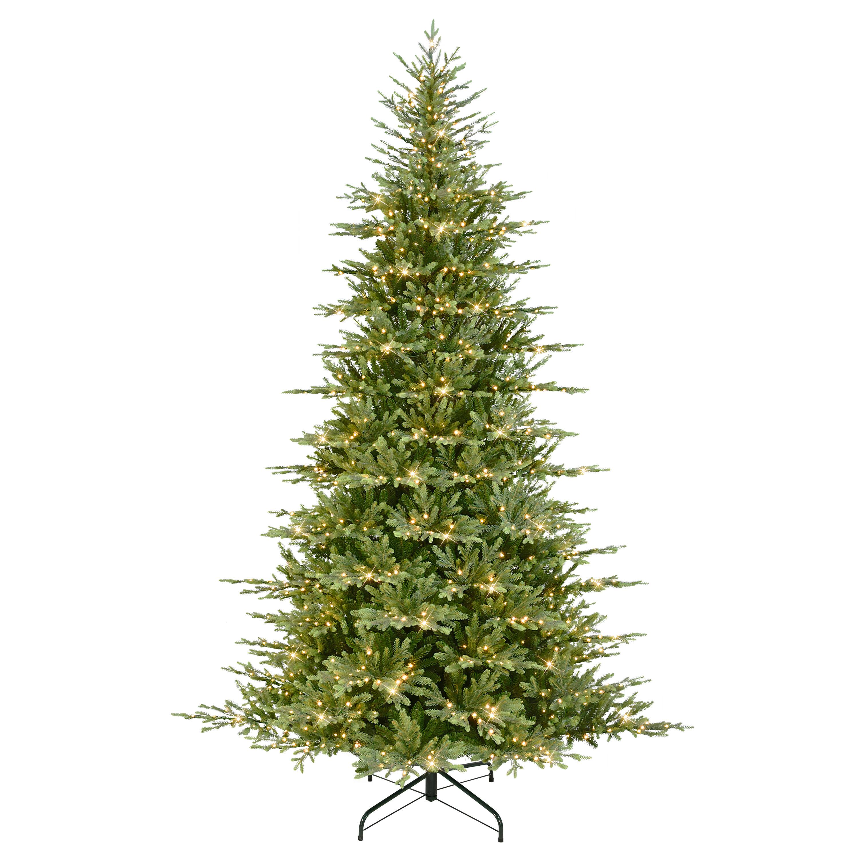 9ft. Pre-Lit Slim Alberta Spruce Artificial Christmas Tree, Warm White Rice LED Lights