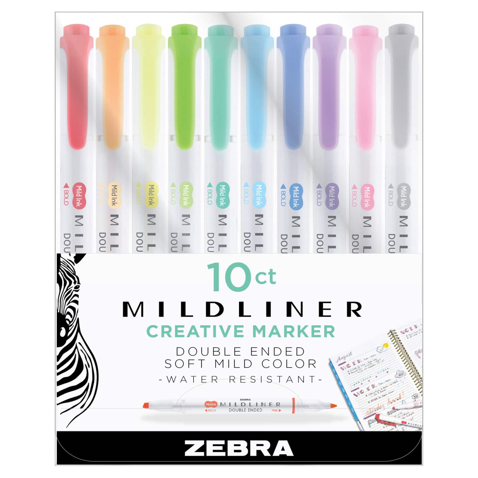 Zebra Mildliner™ Double Ended 10 Color Highlighter Set