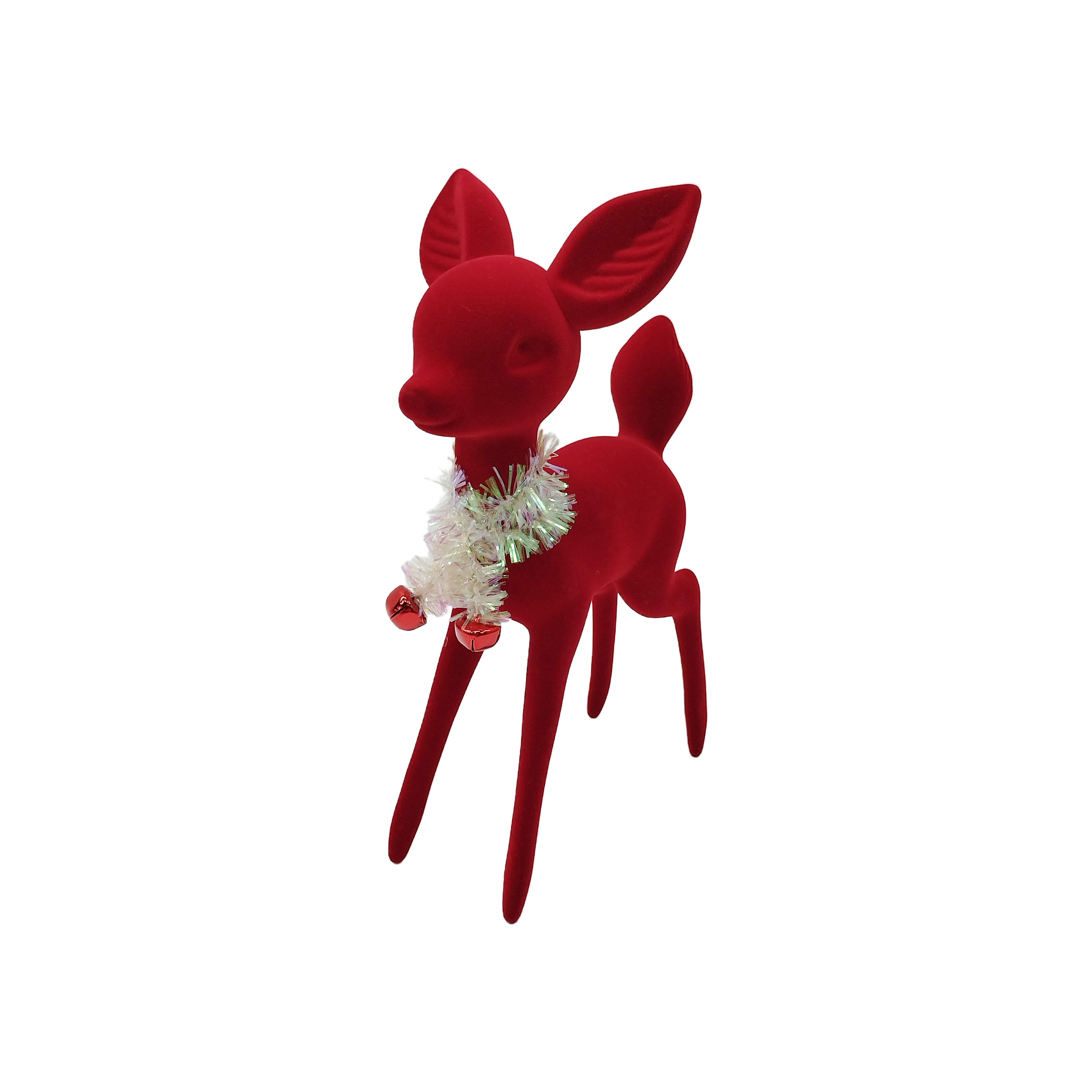 11.75&#x22; Red Flocked Deer Tabletop D&#xE9;cor by Ashland&#xAE;