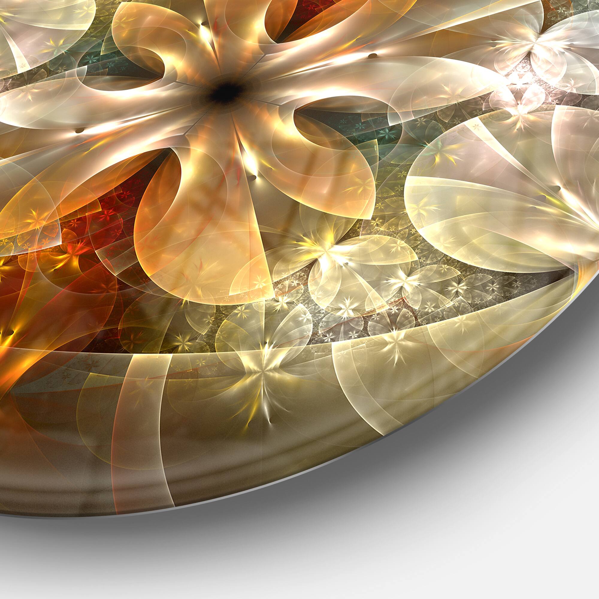 Designart - Fractal Flower with Blue Details&#x27; Floral Circle Metal Wall Art