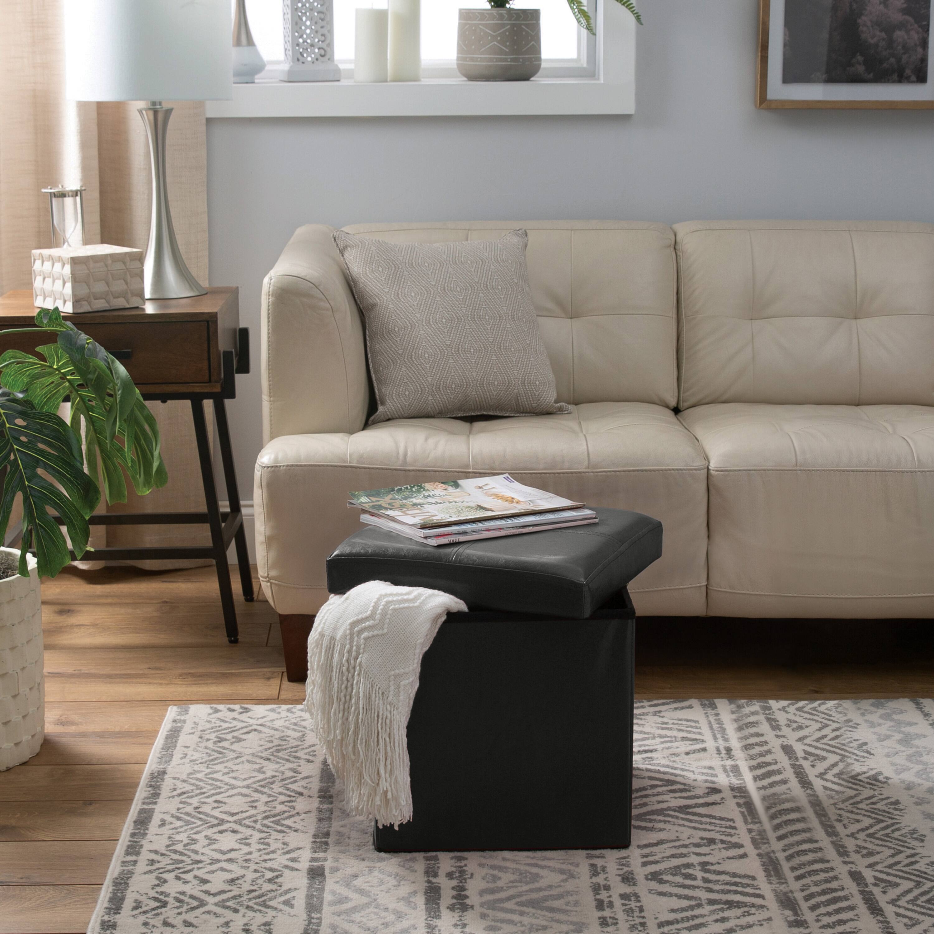 Simplify Faux Leather Folding Storage Ottoman Cube Michaels