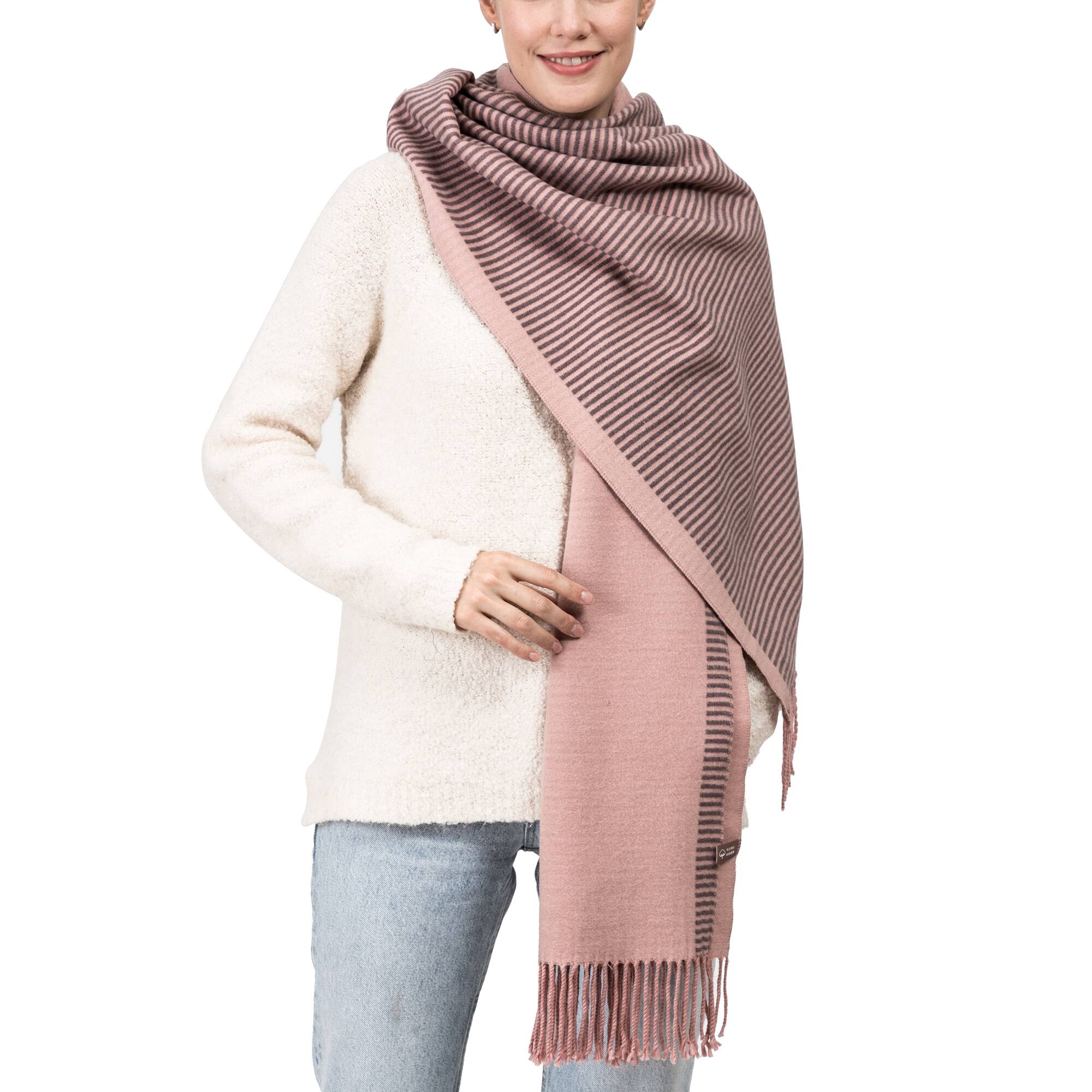 Glitzhome® 73" Pink & Brown Striped Reversible Scarf with Tassels