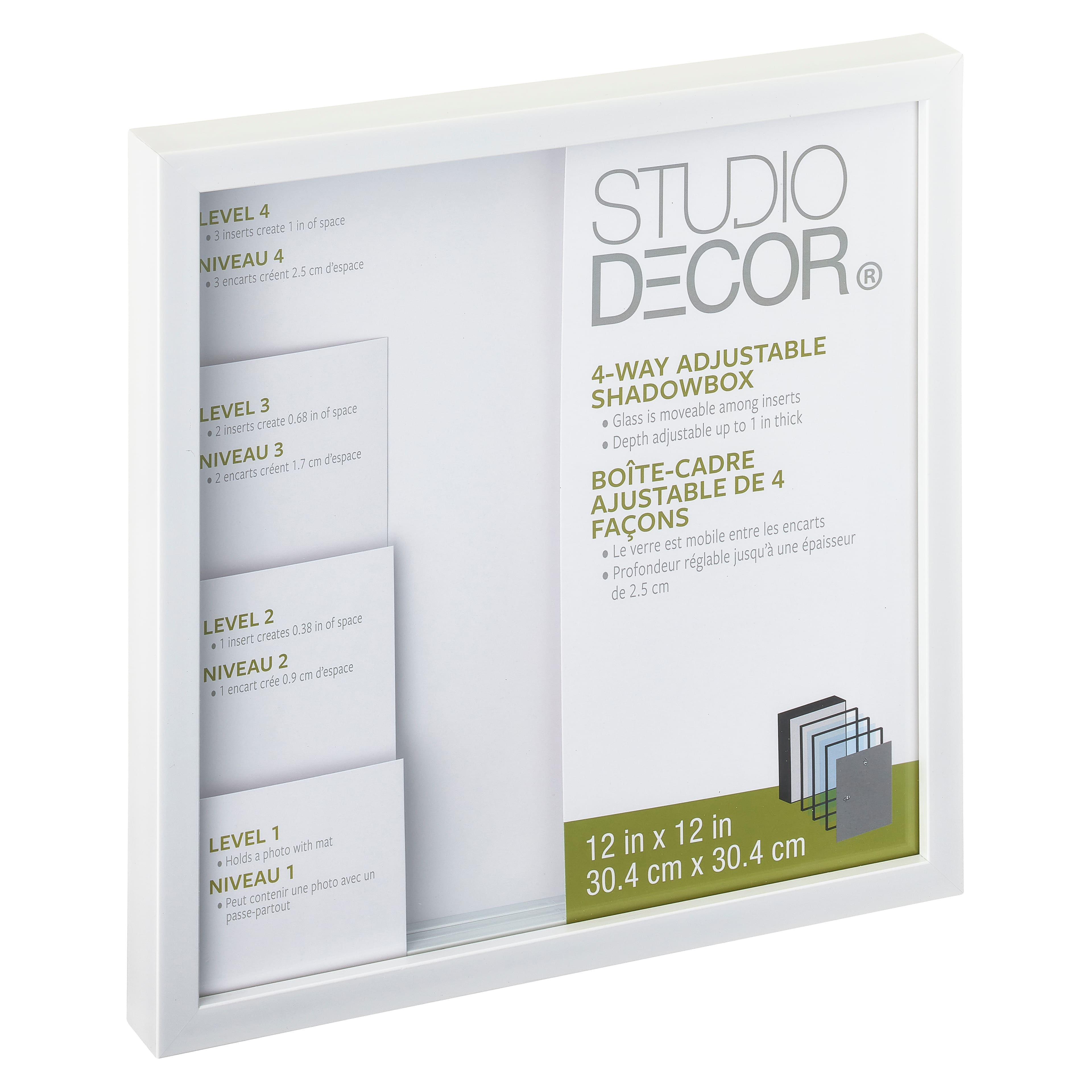 8 Pack: White Adjustable-Depth 12" x 12" Shadow Box by Studio Décor®