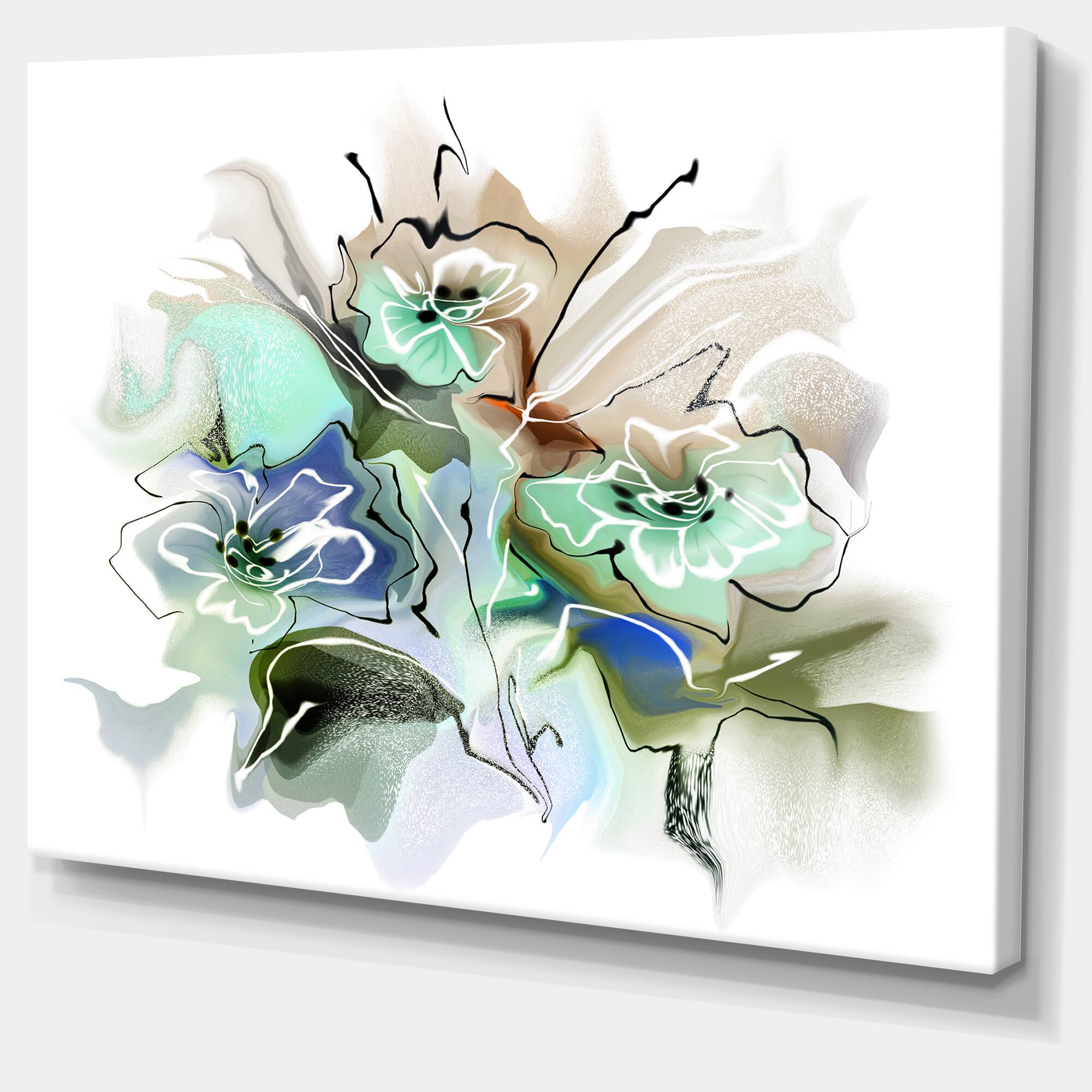 Designart - Textured Floral Watercolor - Extra Large Floral Wall Art