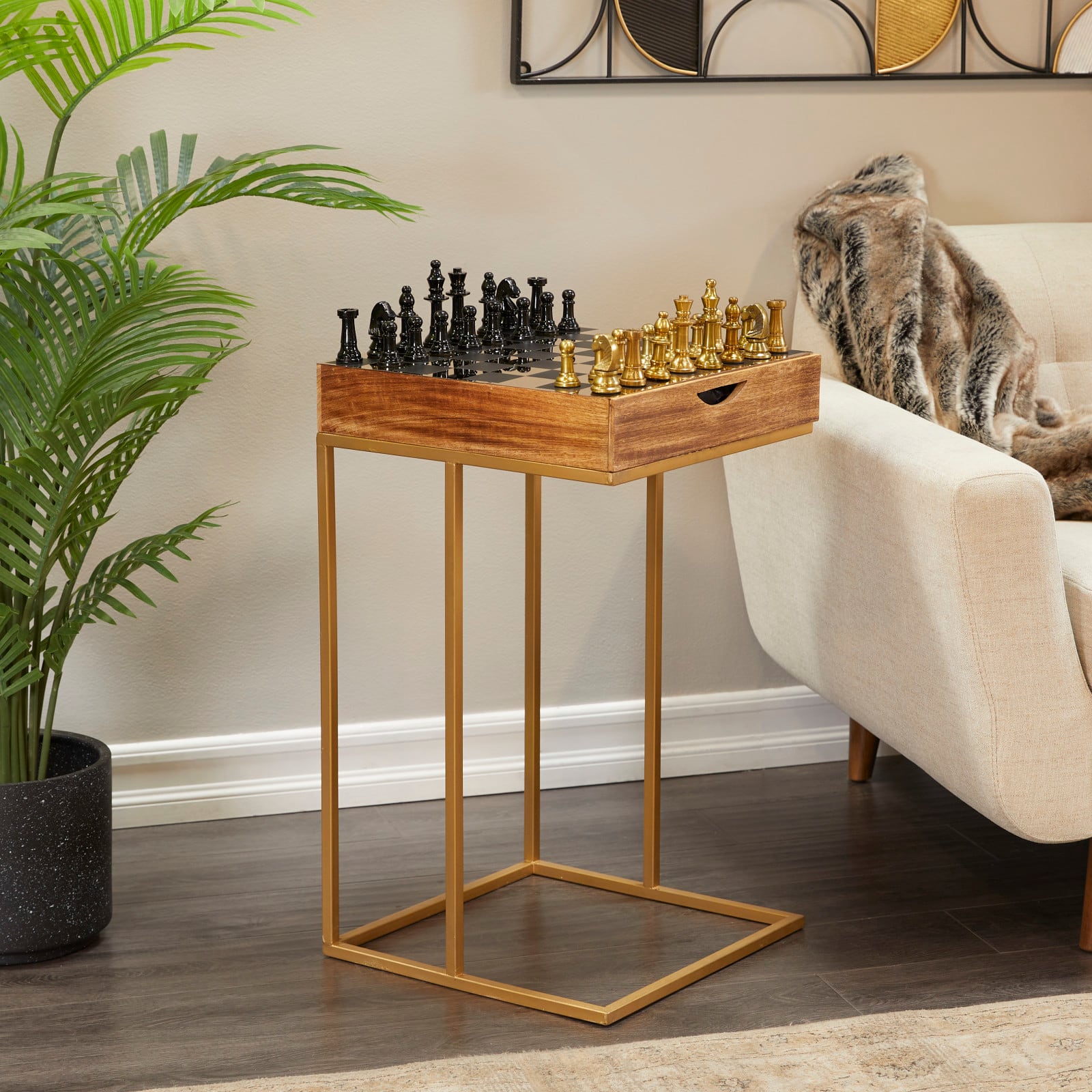 Gold Aluminum Contemporary Accent Table 27" x 17" x 17" Accent & End