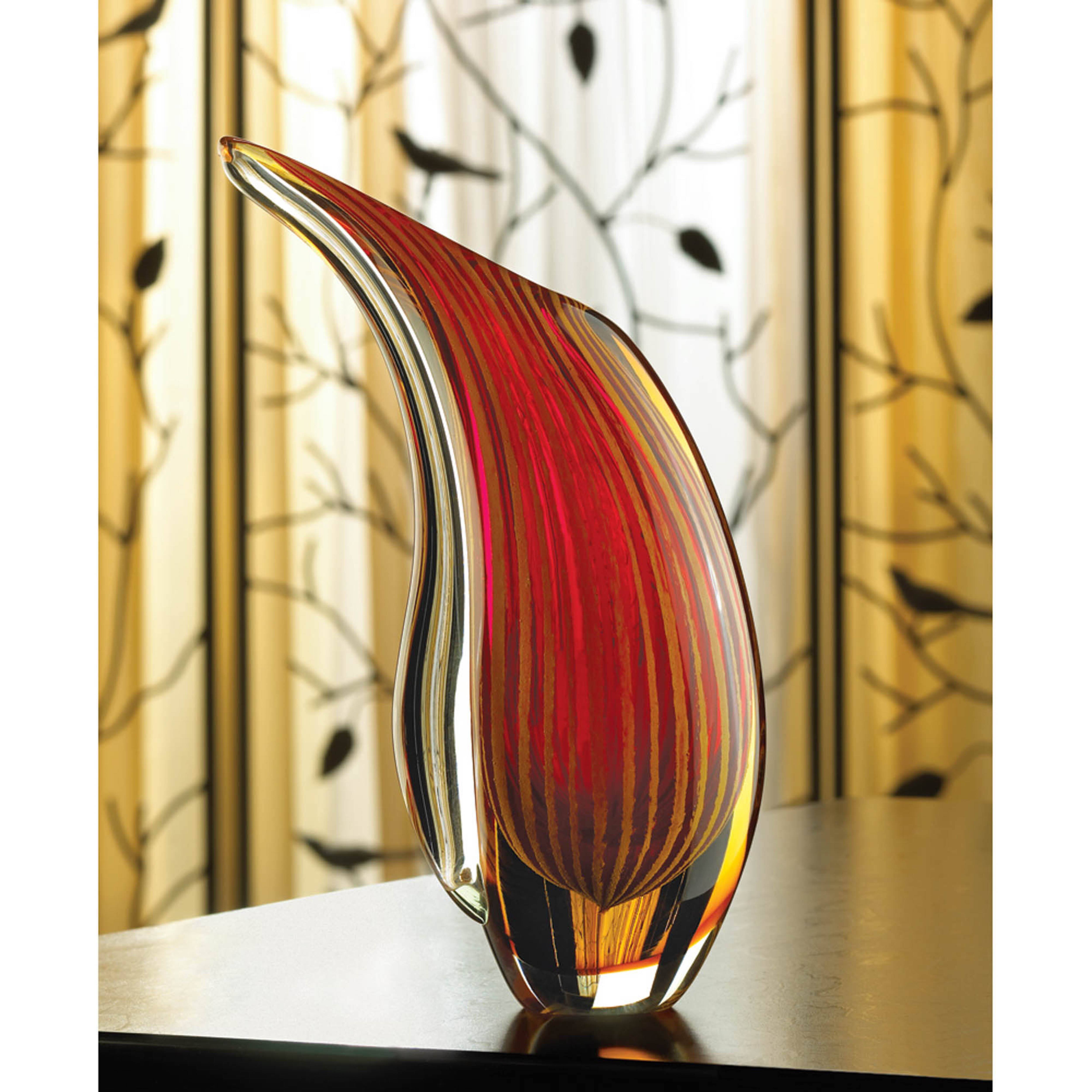 12&#x22; Crimson Sunset Art Glass Vase