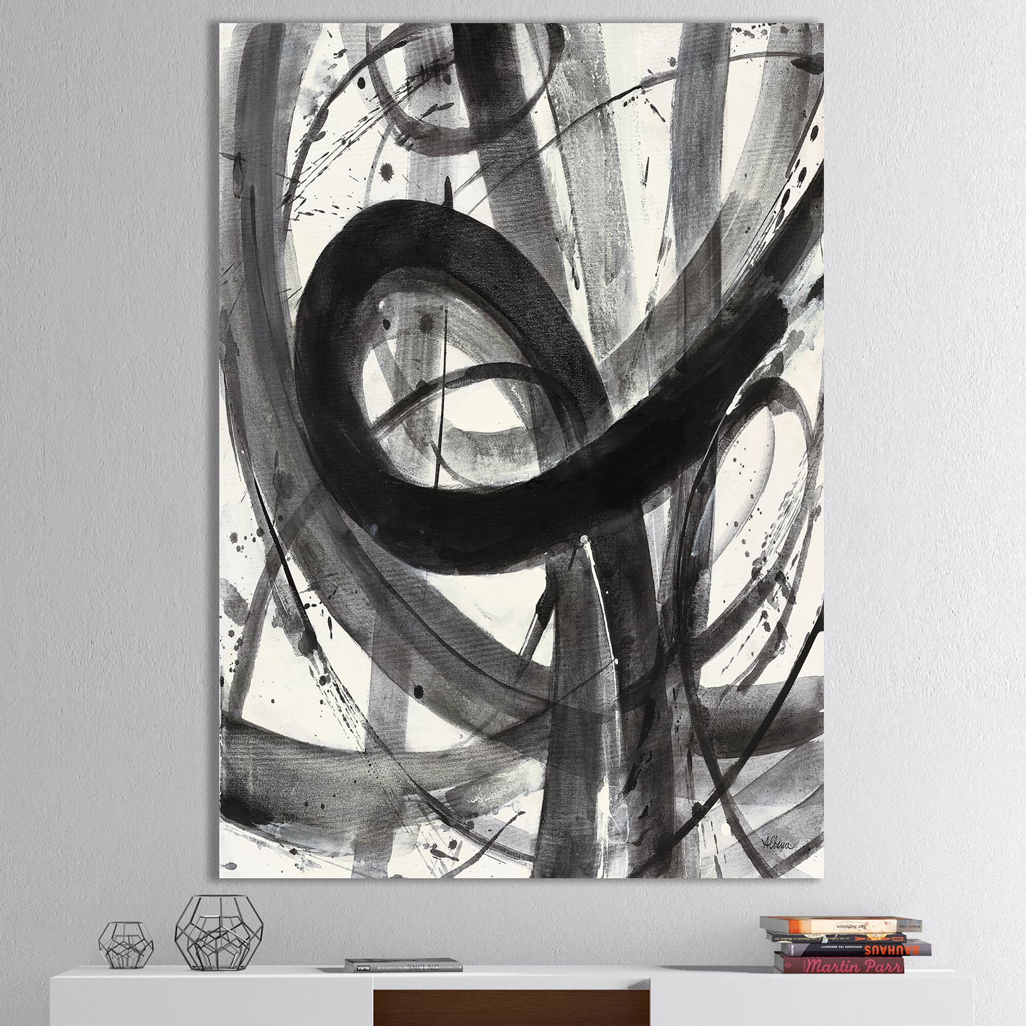 Designart - Black and White Minimalistic Painting - Modern & Transitional Premium Canvas Wall Art